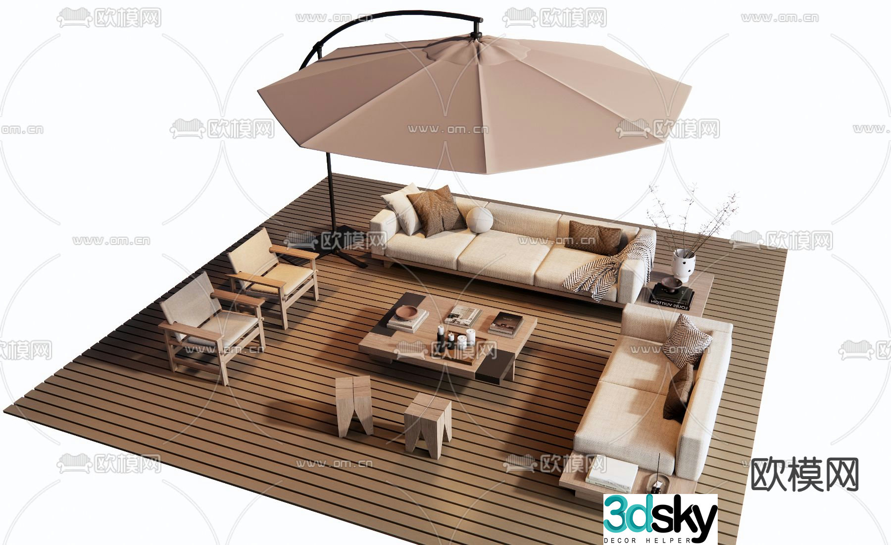 Wabi-sabi outdoor sofa modular sofa 3d model