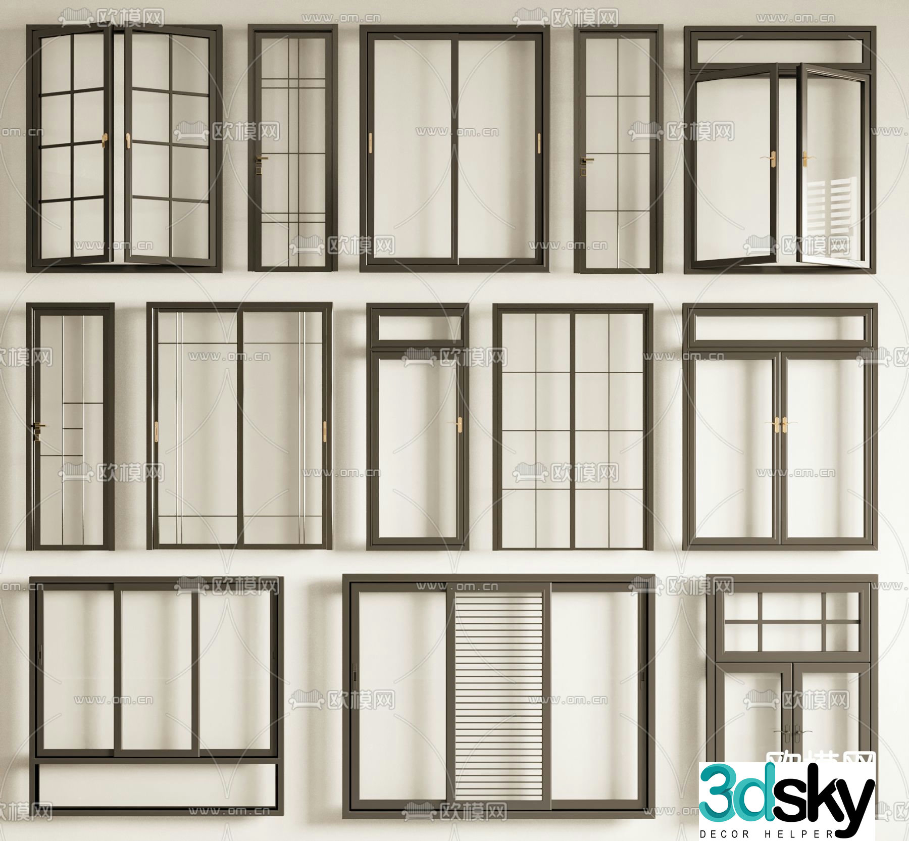 Modern windows casement windows floor-to-ceiling windows sliding doors 3D model