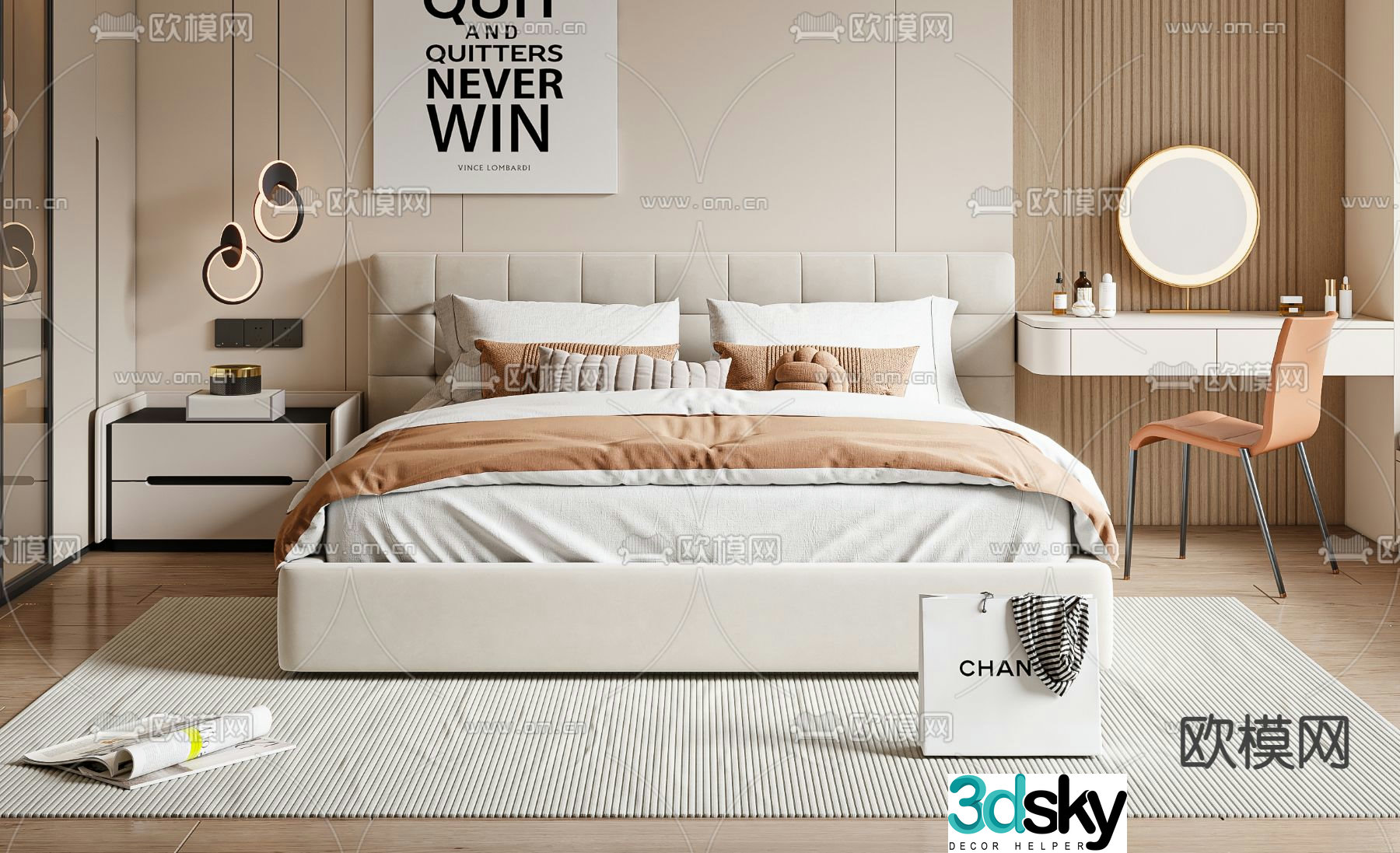 Modern double bed 3d model