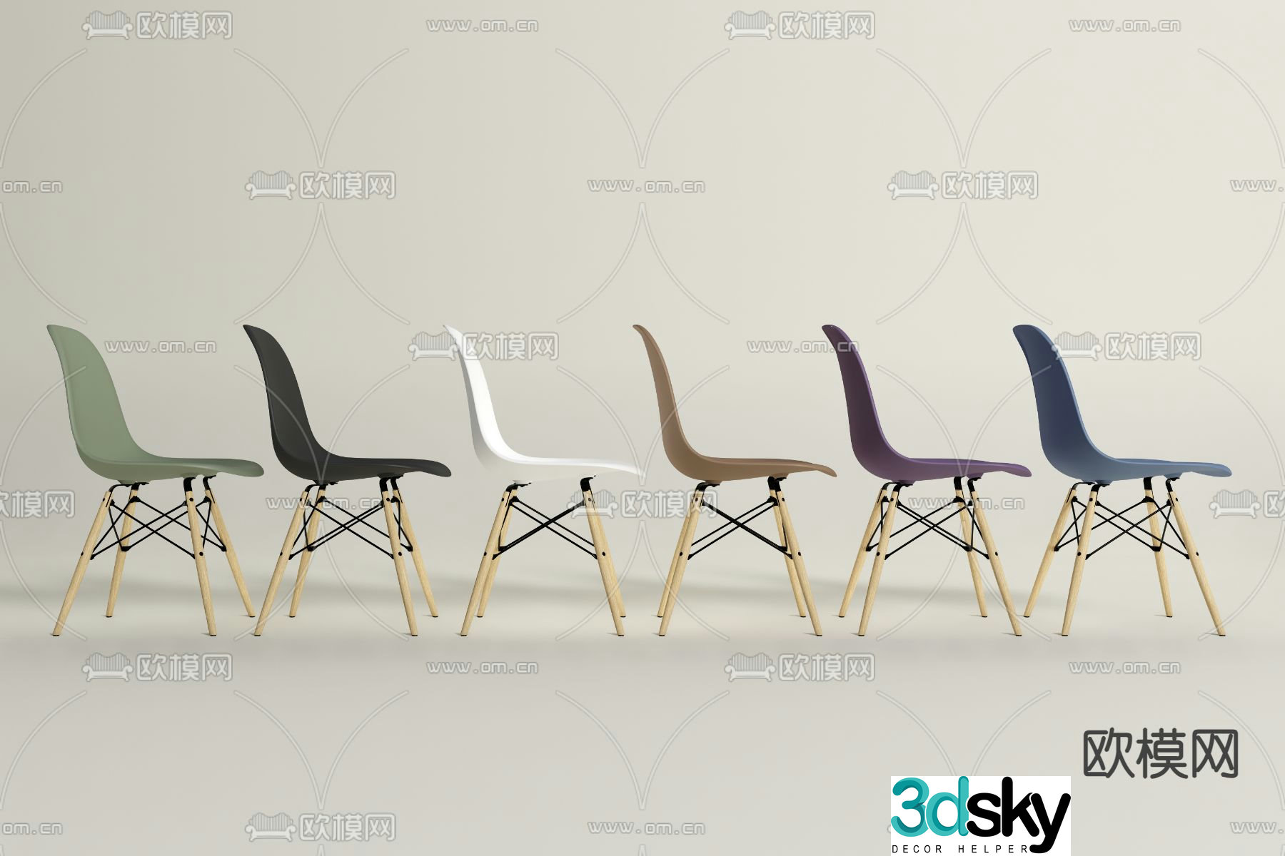 Nordic chair dining chair negotiation chair 3d model