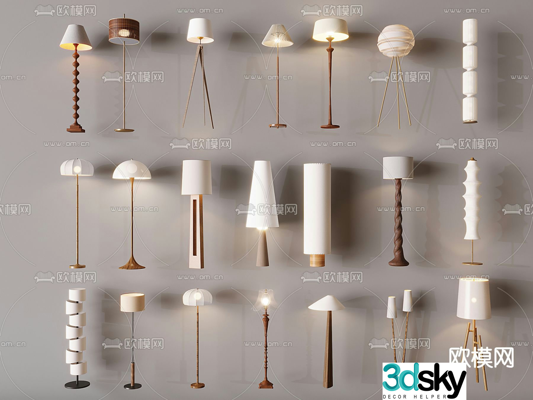 Medieval style floor lamp wabi-sabi floor lamp 3d model