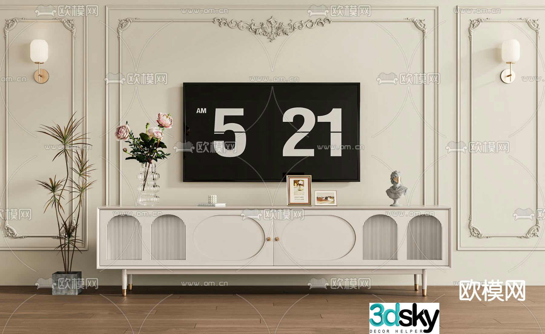 French TV cabinet 3d model