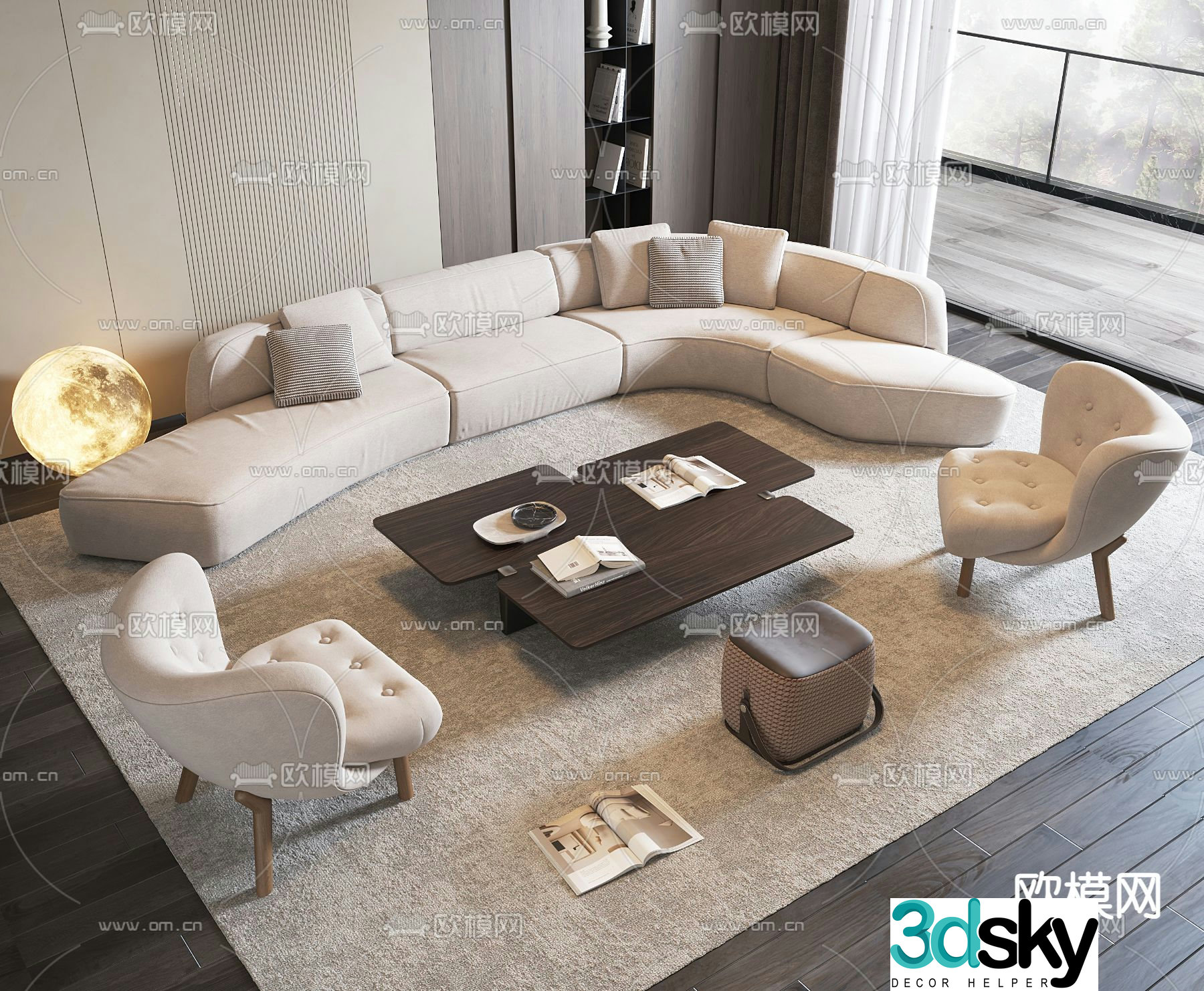 Modern modular sofa curved sofa 3d model