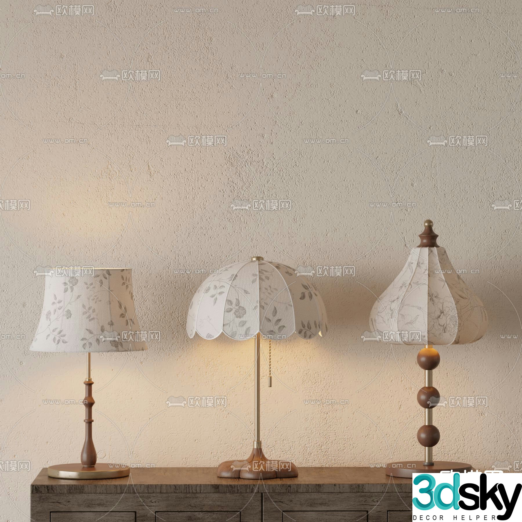 French table lamp medieval style table lamp 3d model