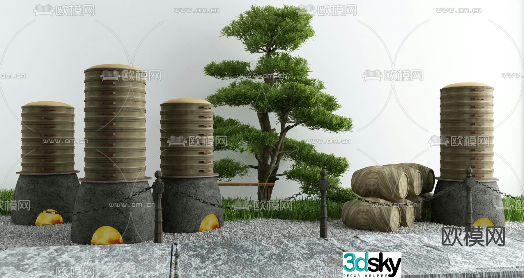 Courtyard landscape sketch 3D model