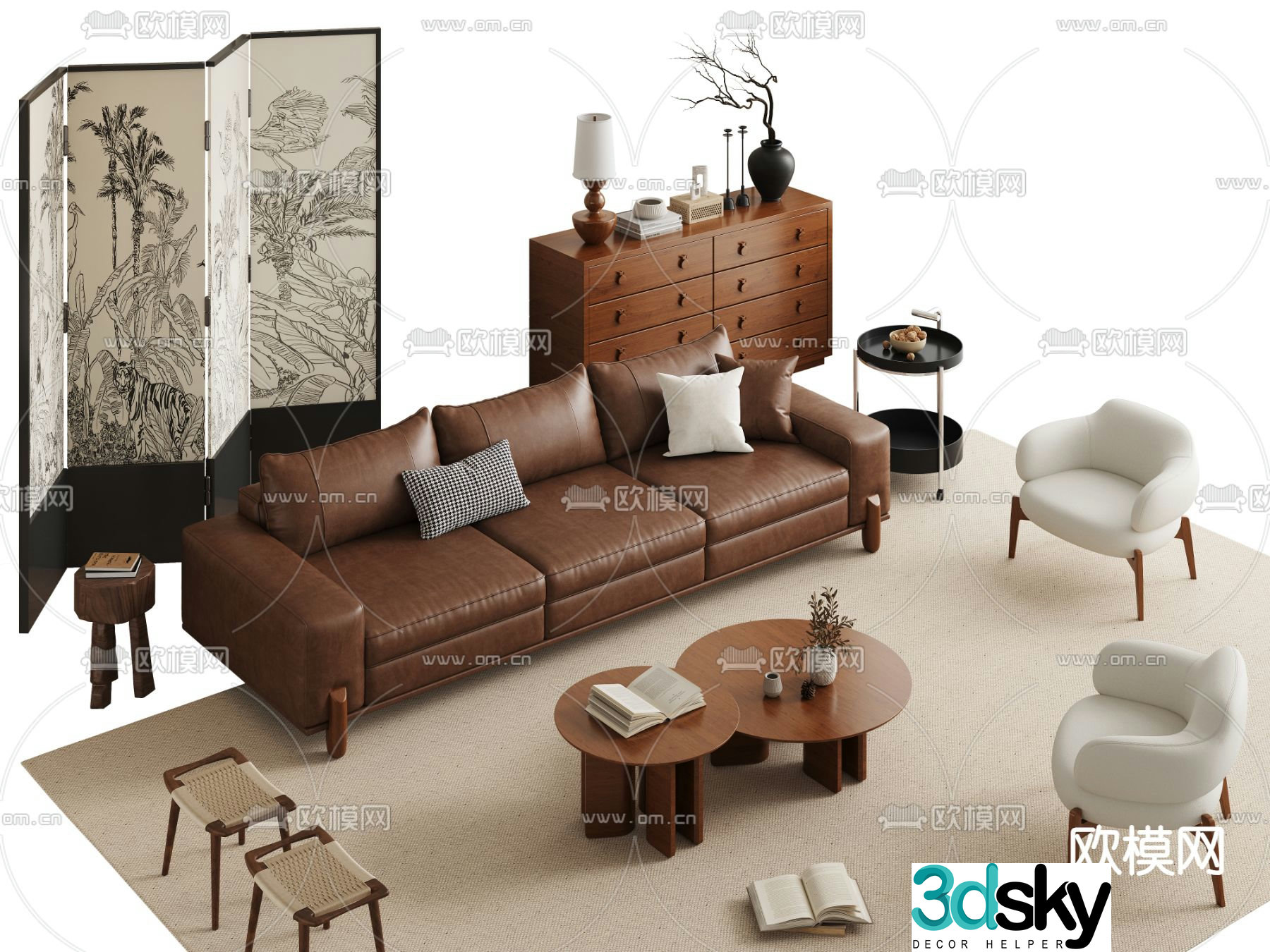 Medieval style modular sofa 3D model