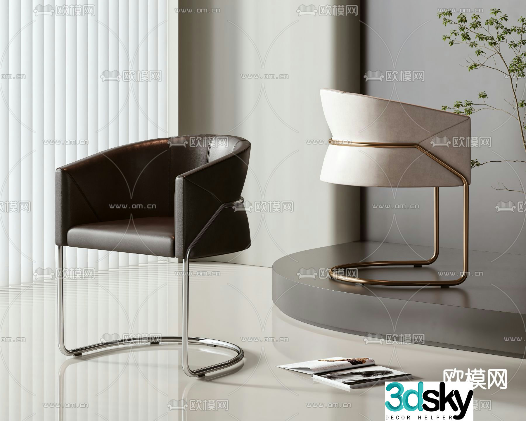 leather chair dining chair 3d model
