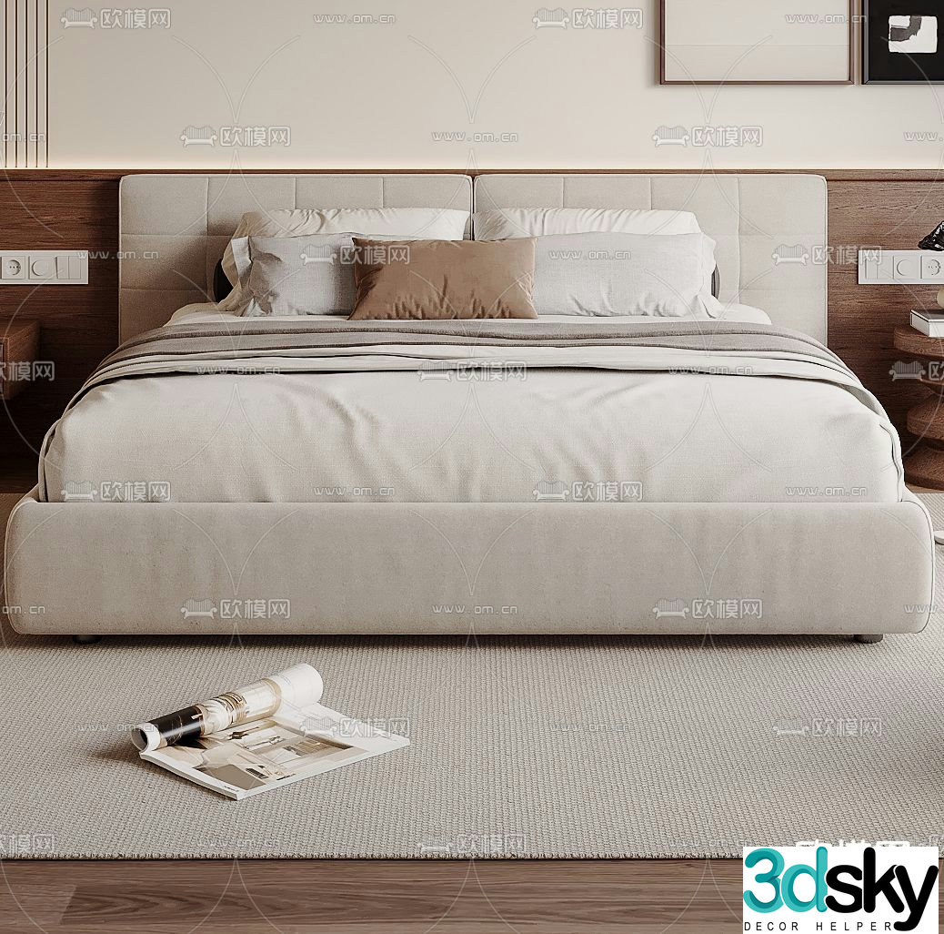 Modern double bed 3d model