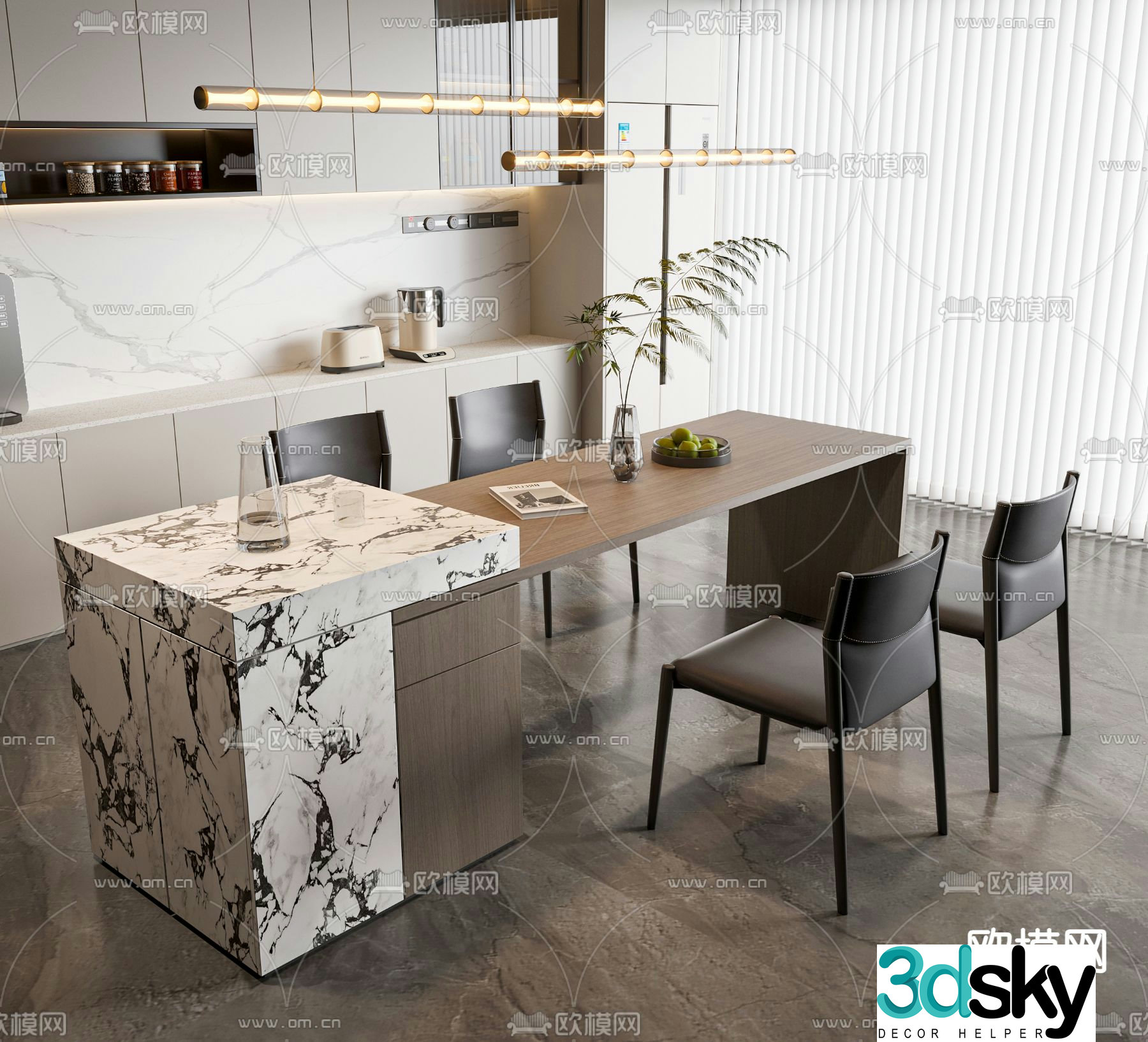 Modern island restaurant 3d model