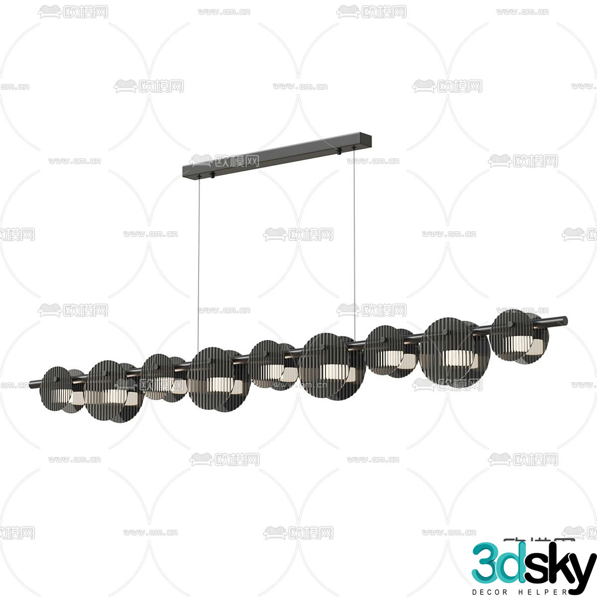 Long chandelier restaurant chandelier 3d model
