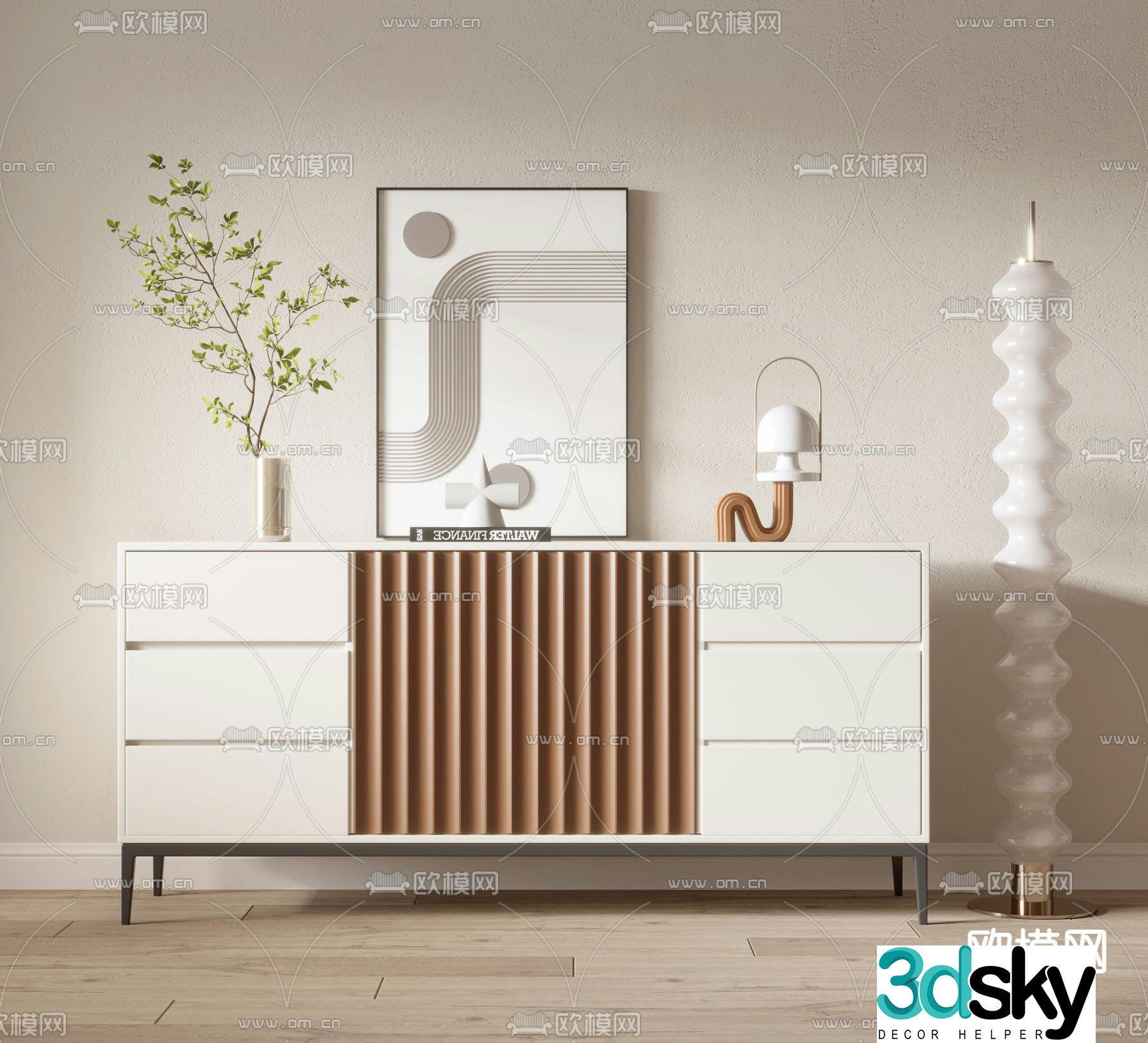 Modern side cabinet entrance cabinet end view cabinet 3D model