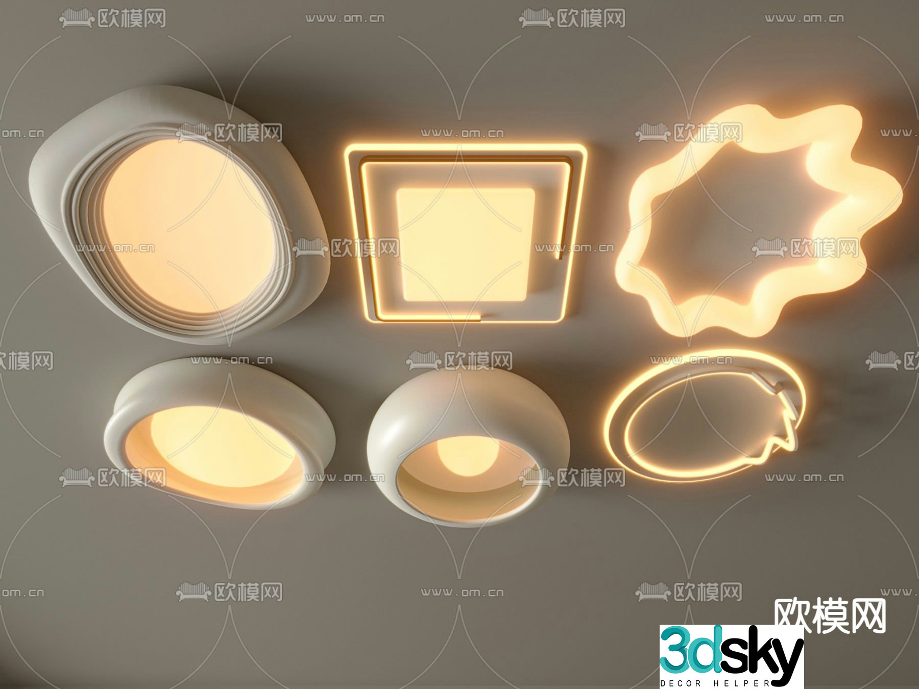 Geometric ceiling lamp bedroom lamp 3d model