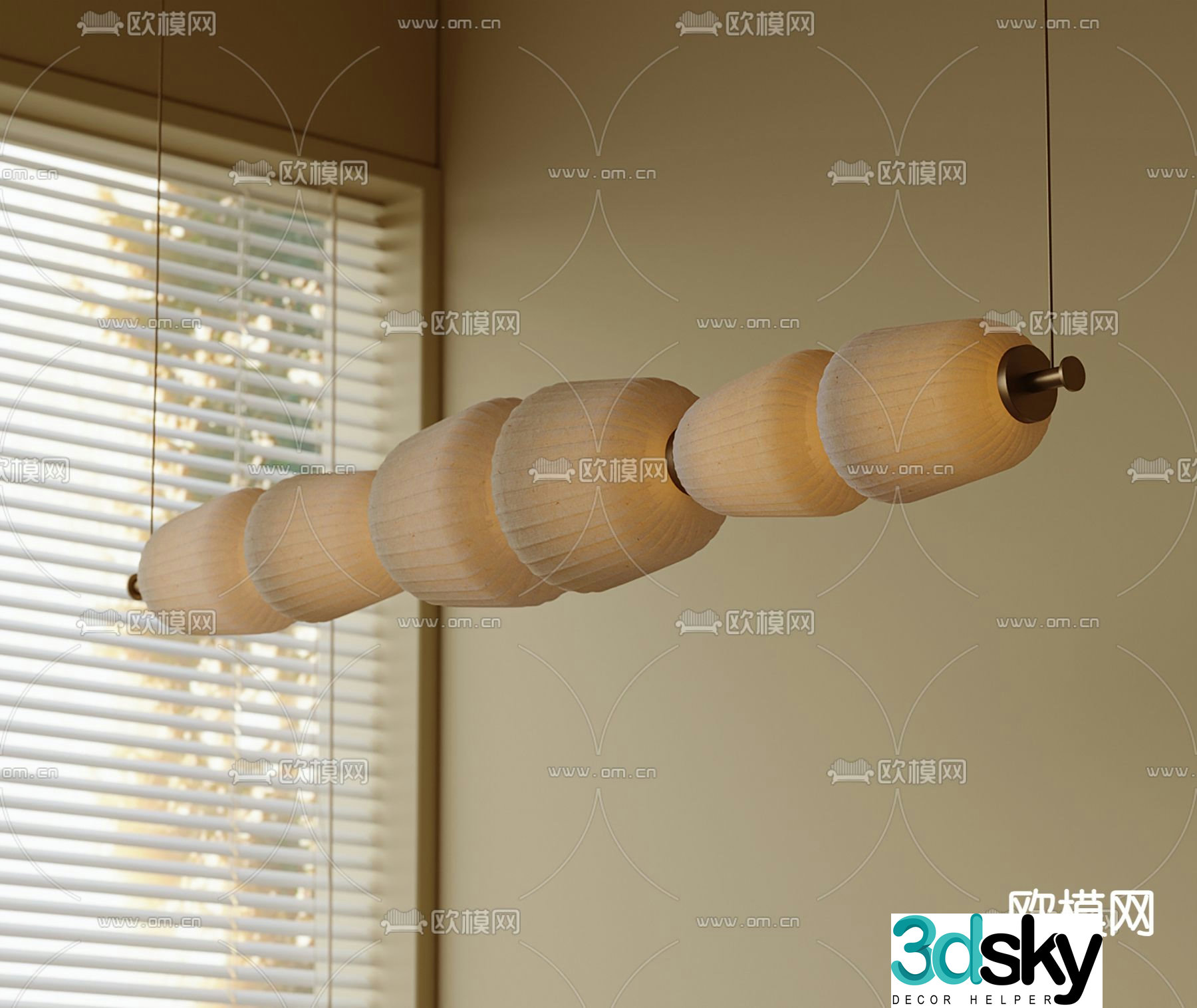 Wabi-sabi chandelier straight chandelier 3d model
