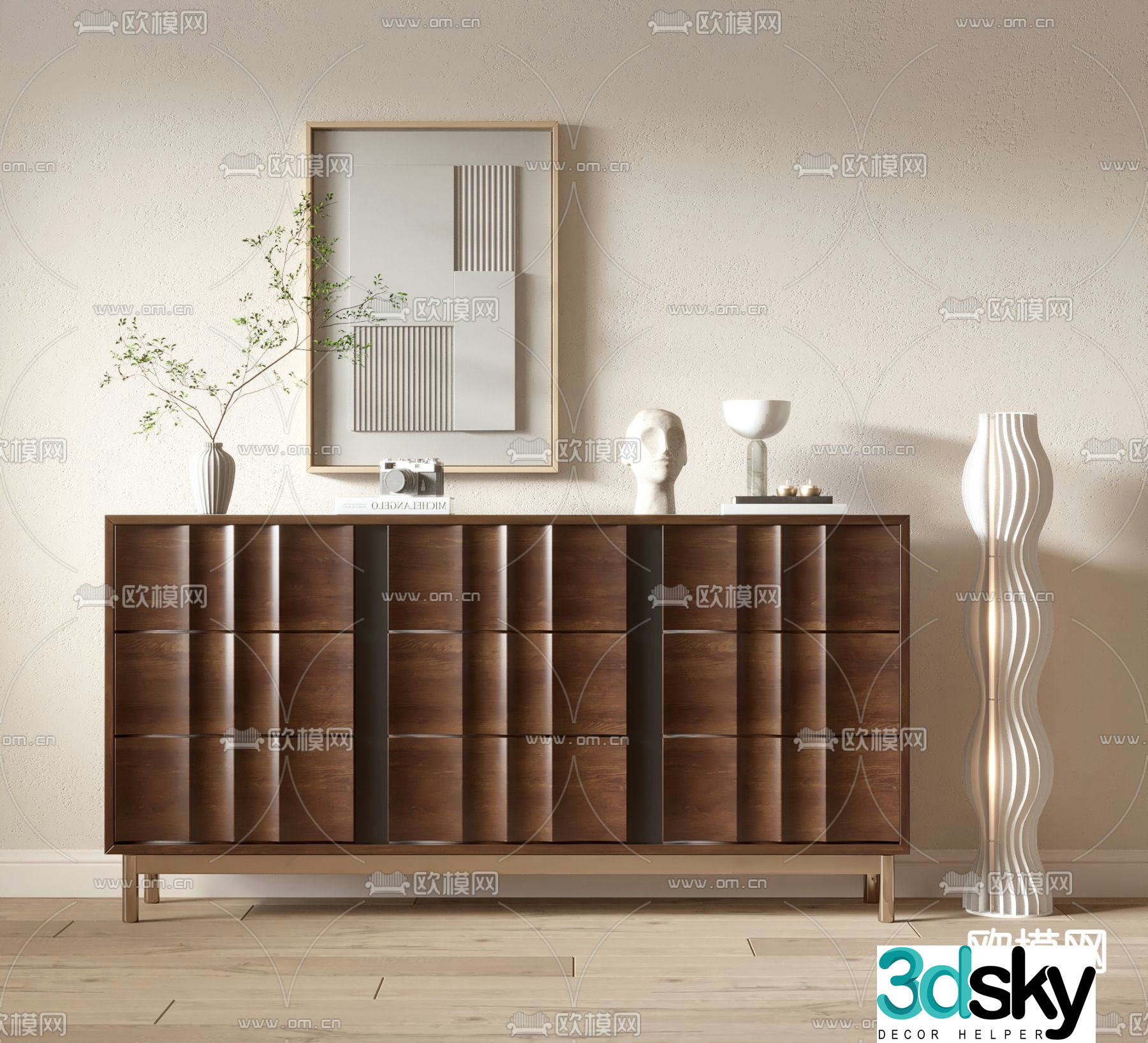 Middle-aged style entrance cabinet end view cabinet low shoe cabinet 3D model