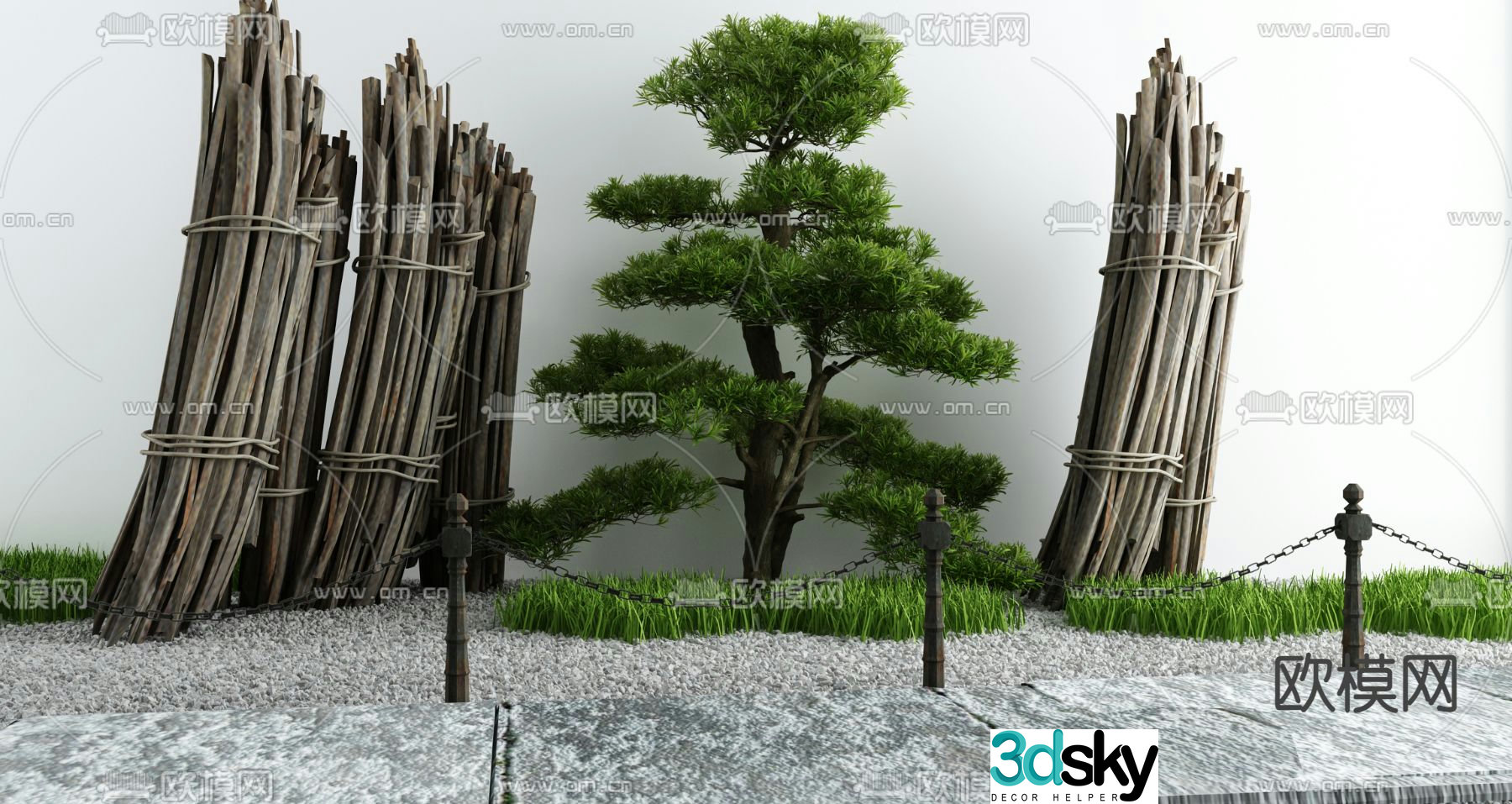 Courtyard landscape sketch 3D model