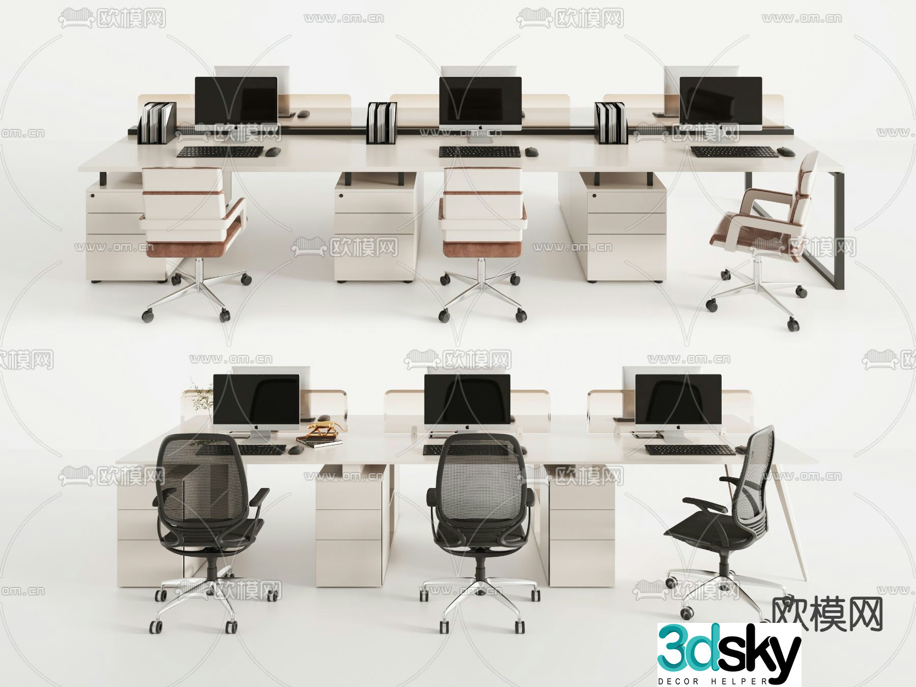 Card desk staff desk workstation 3D model