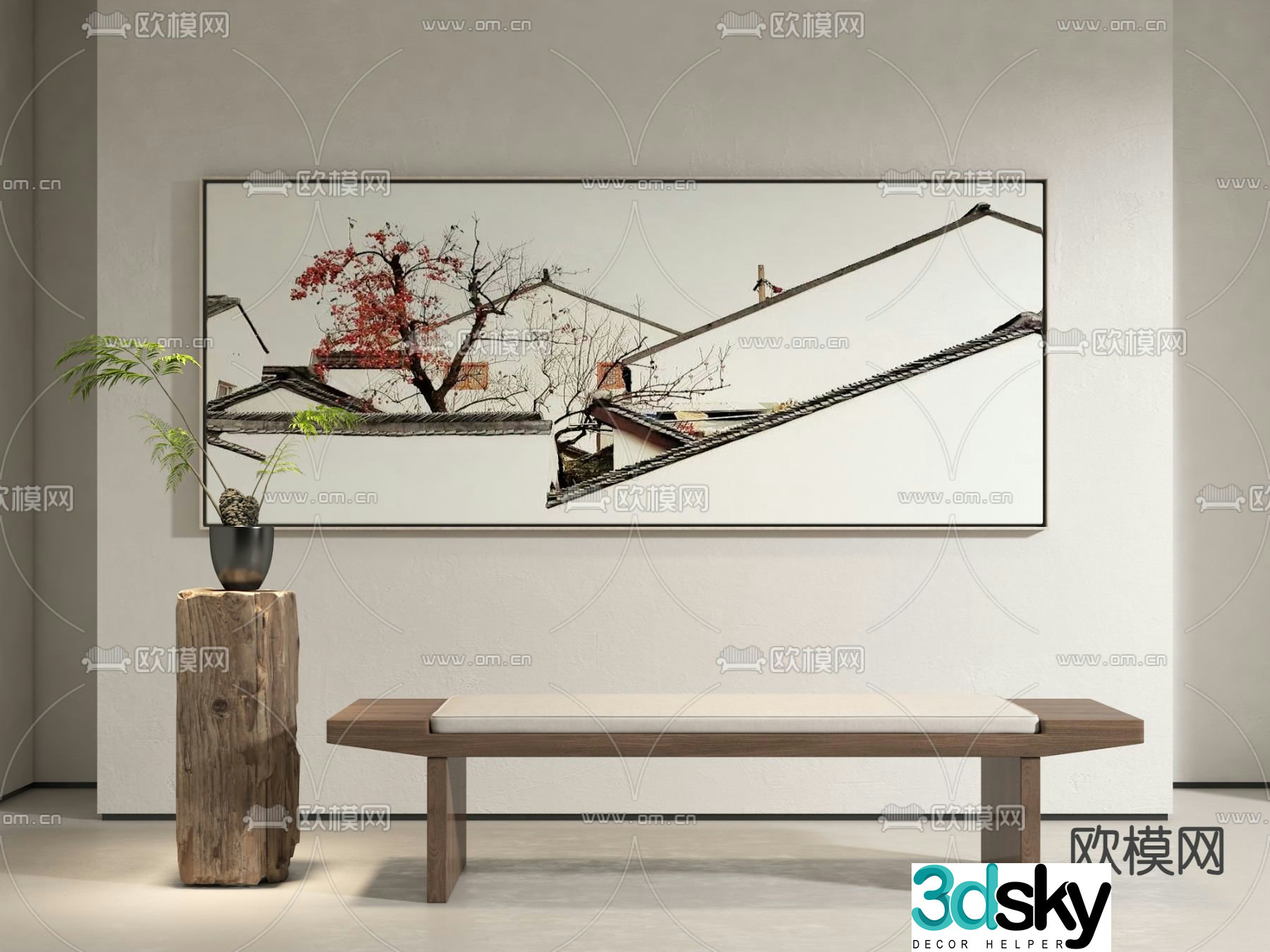 New Chinese style hanging paintings architectural paintings decorative paintings 3D model