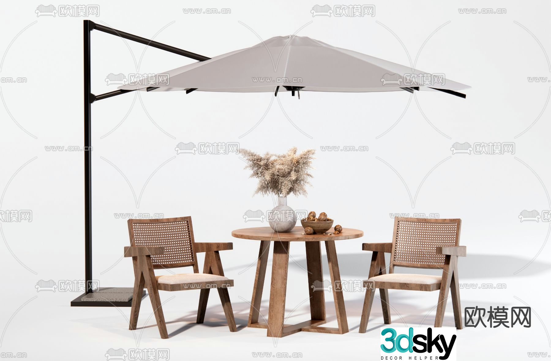 Wasabi outdoor table and chairs leisure table and chair 3D model