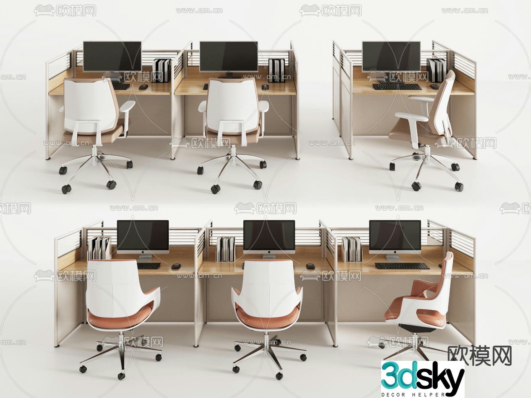 Card desk staff desk workstation 3D model