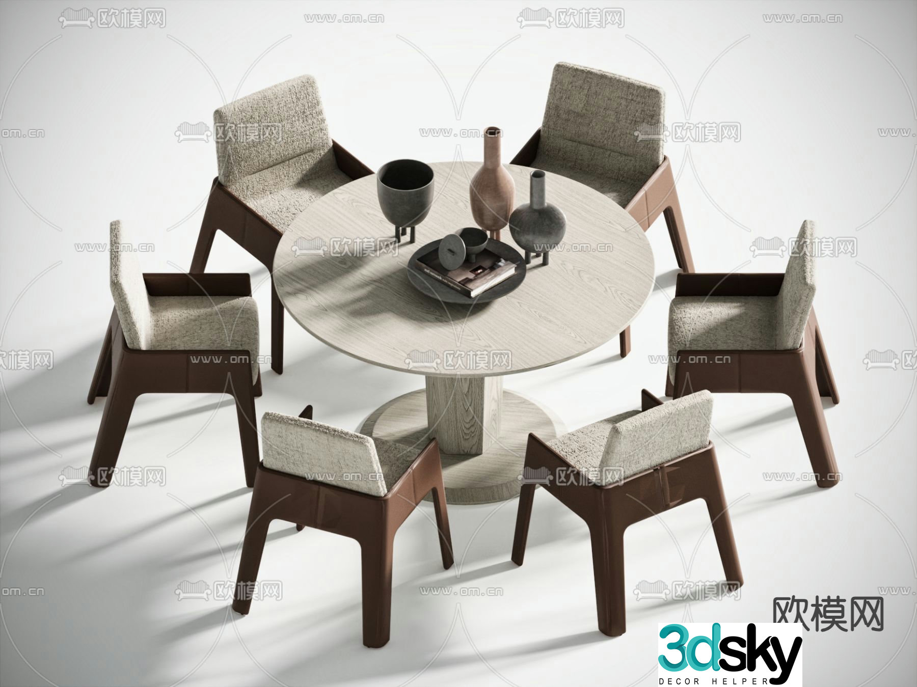 Wasabi Dining Table and Chair Round Dining Table 3D Model