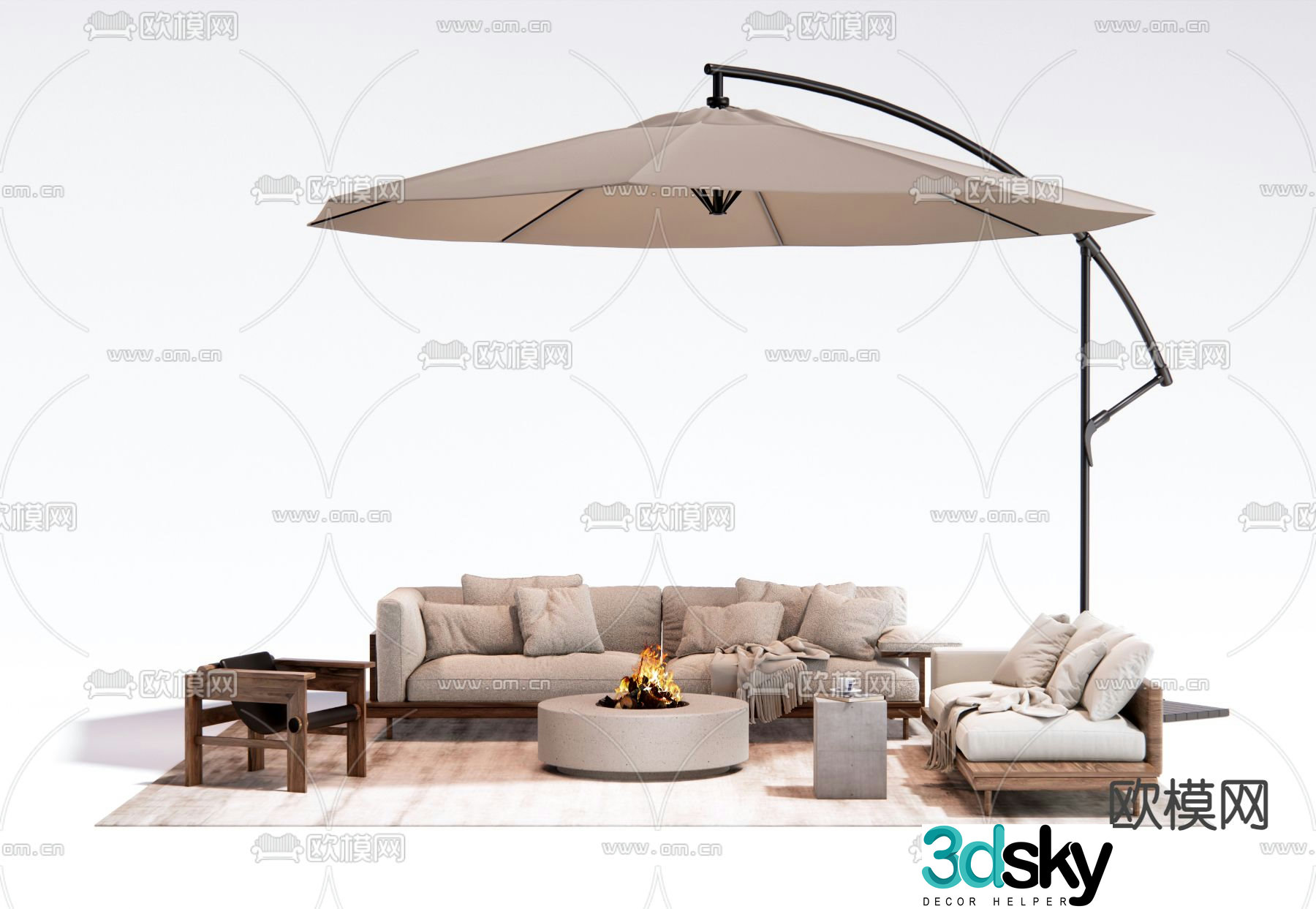 Wabi-sabi outdoor sofa modular sofa 3d model