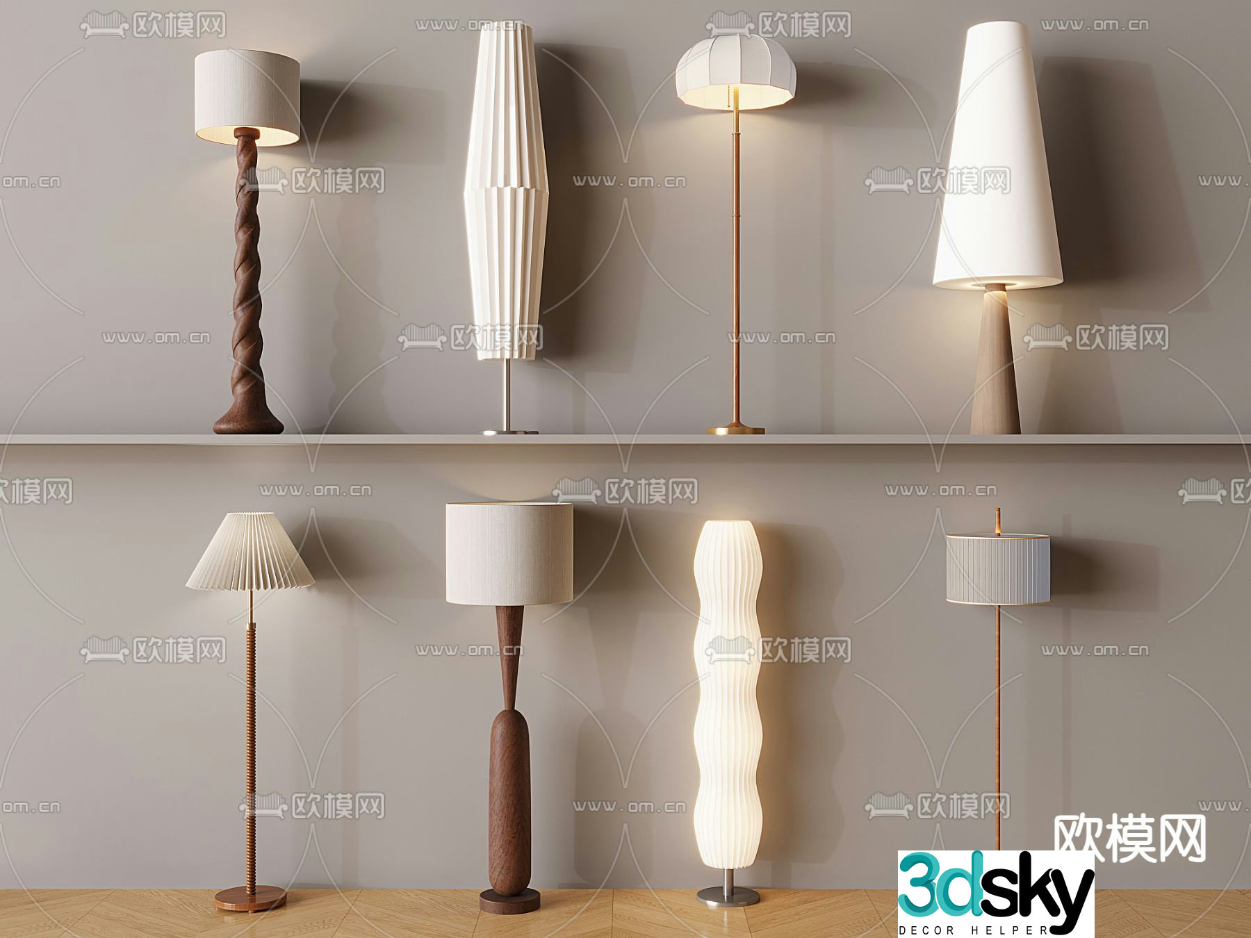 Wabi-sabi floor lamp medieval style floor lamp 3D model