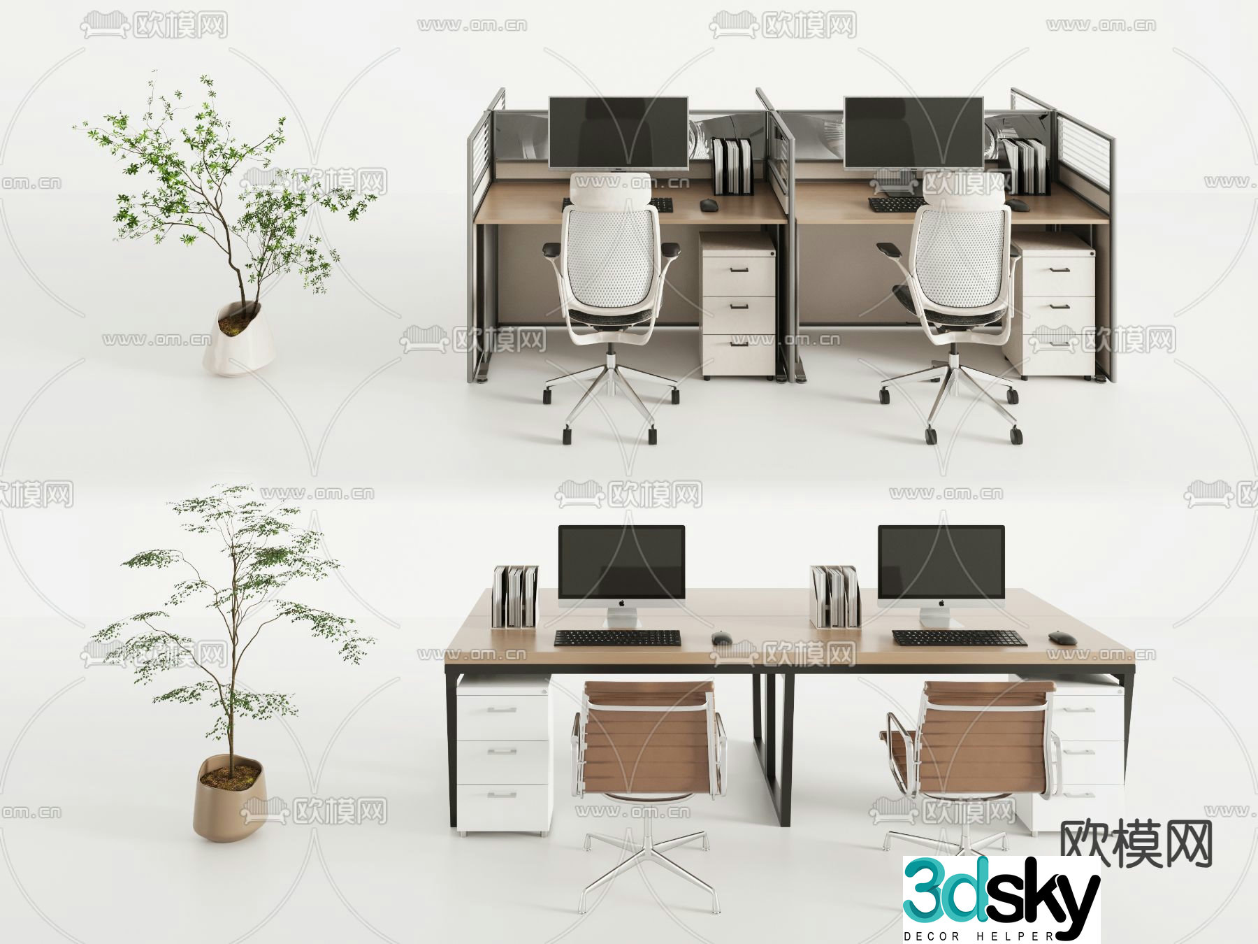 Card desk staff desk workstation 3D model