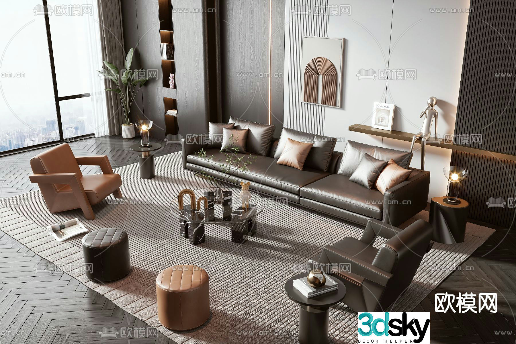 Modern sectional sofa 3d model
