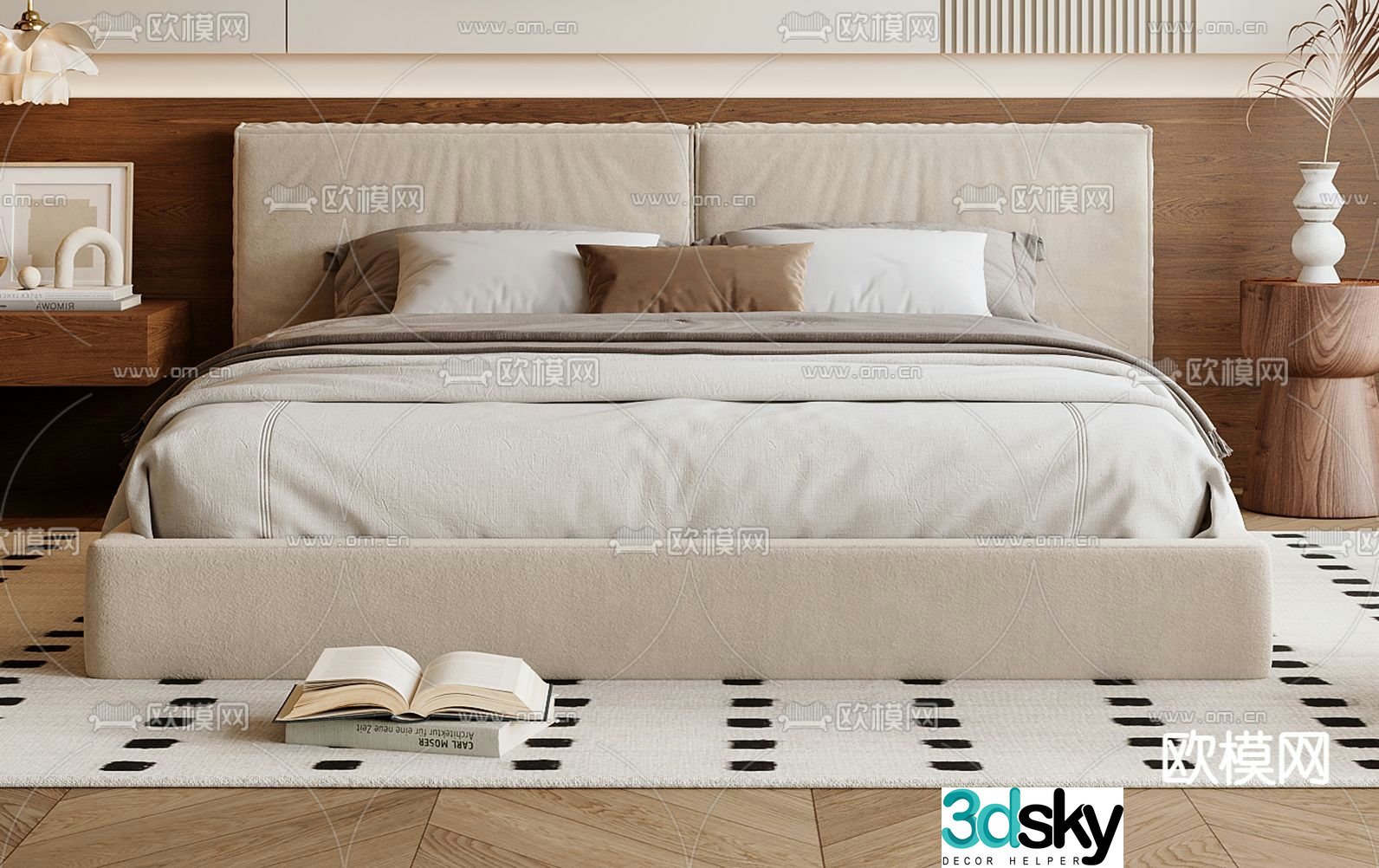 Medieval style double bed 3d model
