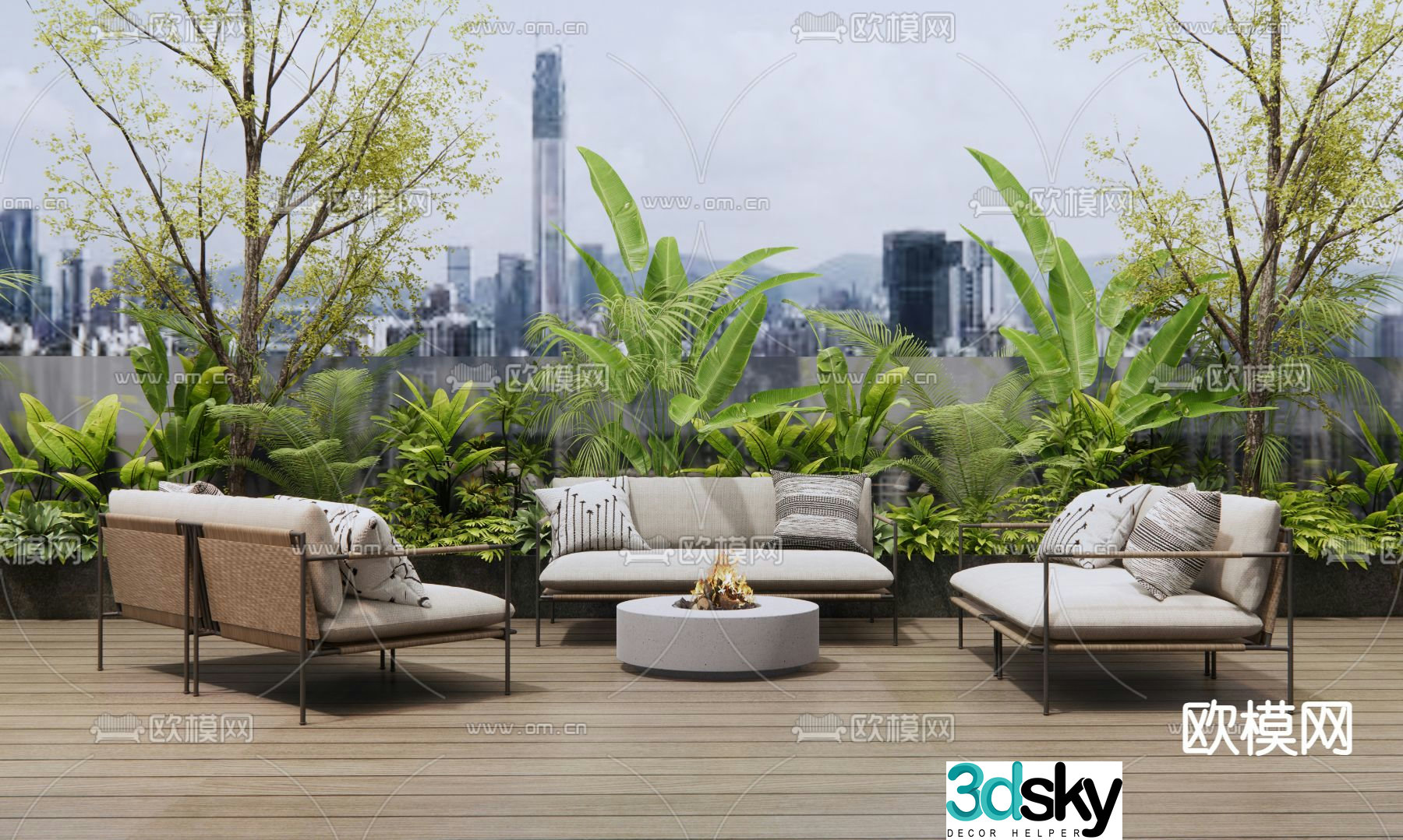 Outdoor sofa combination sofa 3d model