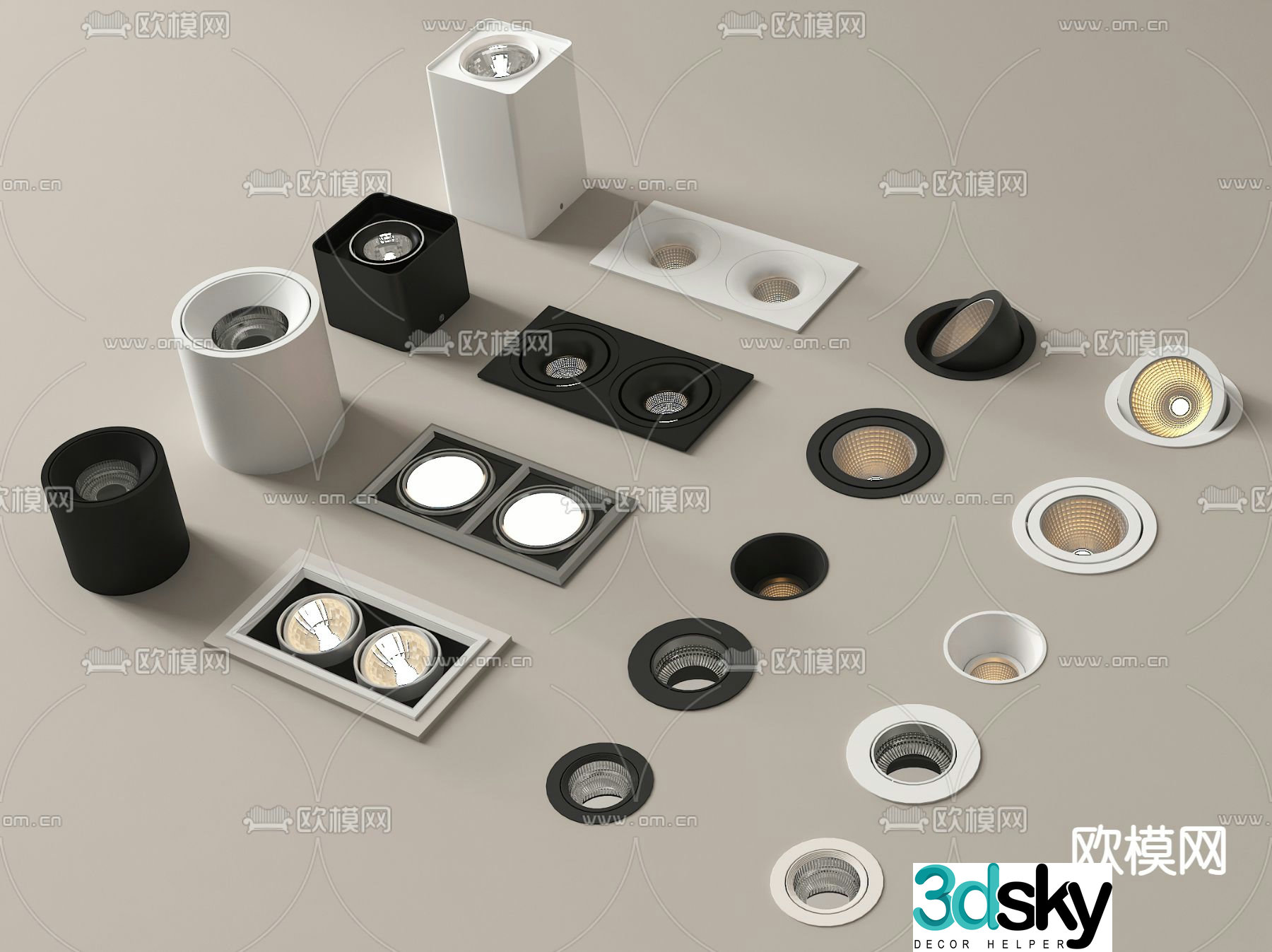 Downlight Spotlight Bull’s Eye Lamp Long Downlight 3d model