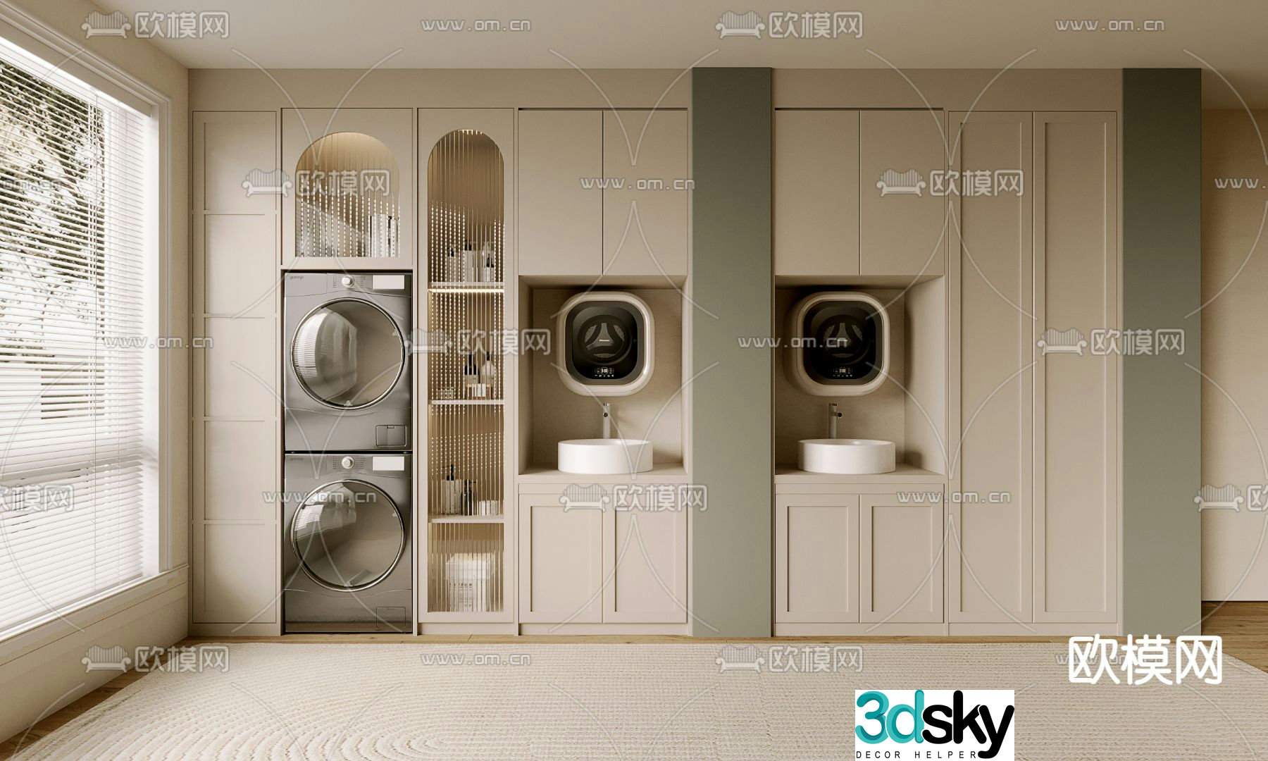 Balcony cabinet washing machine cabinet 3d model