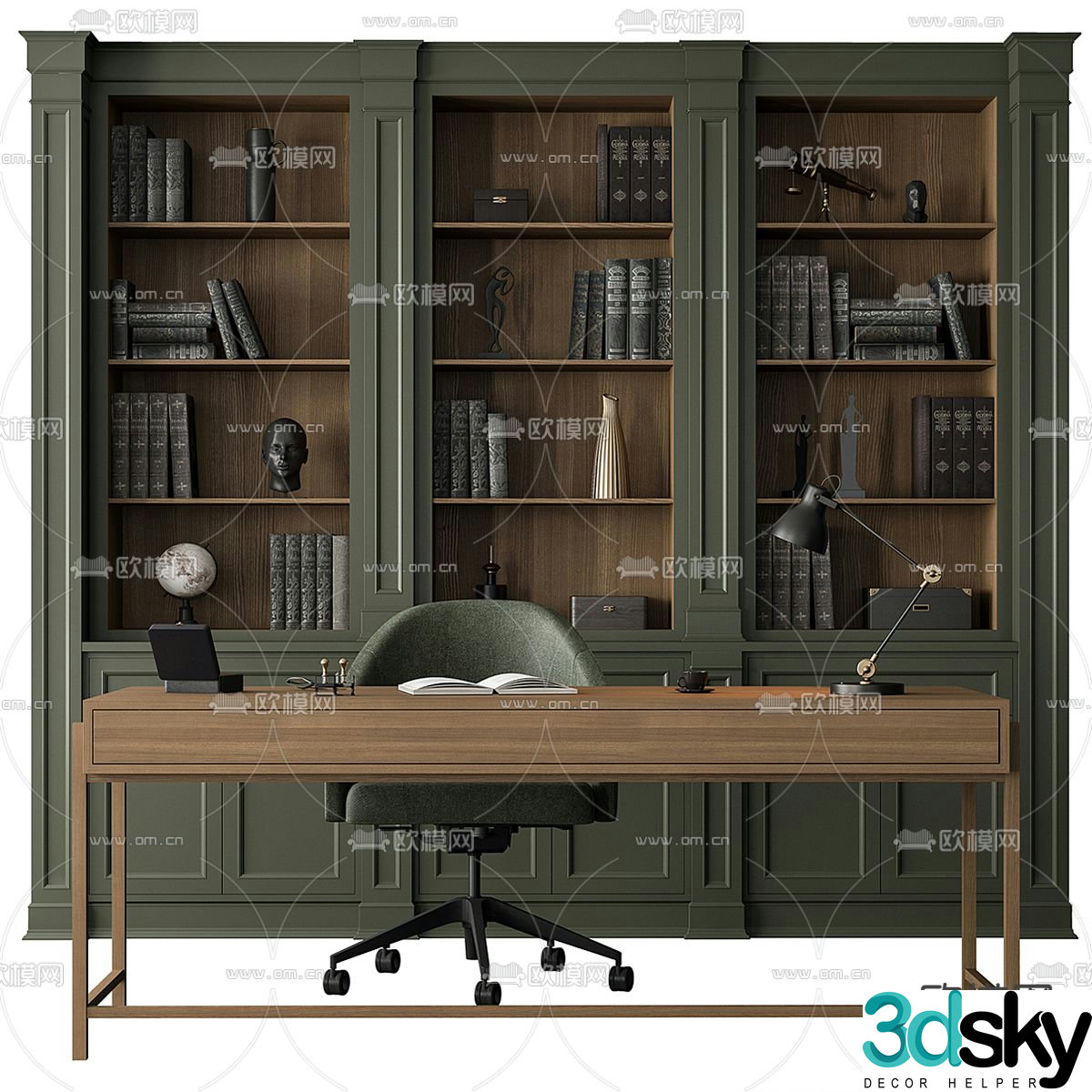 Furniture simple European desk writing desk computer desk 3d model