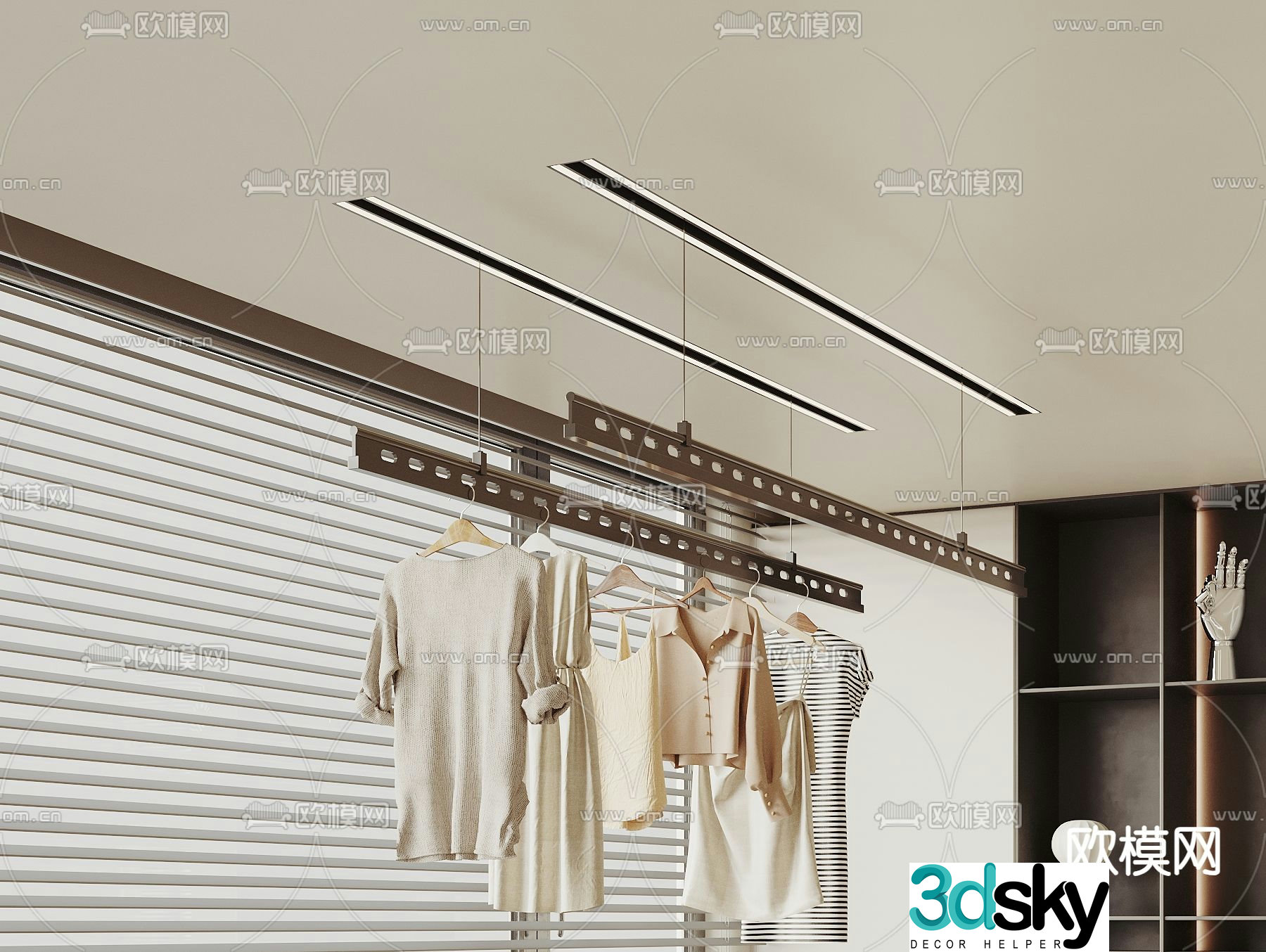Invisible clothes drying rack electric clothes drying rack lifting clothes drying rack 3D model