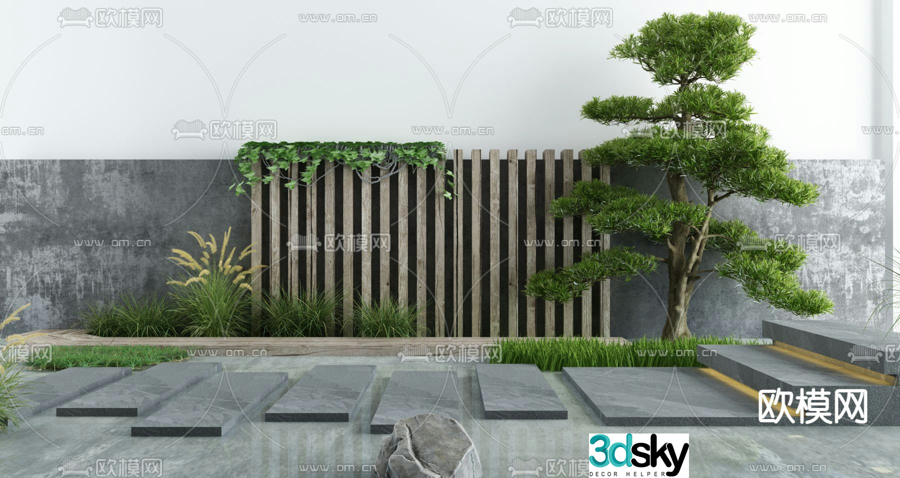 Courtyard landscape Tingbu sketch plant landscaping 3D model