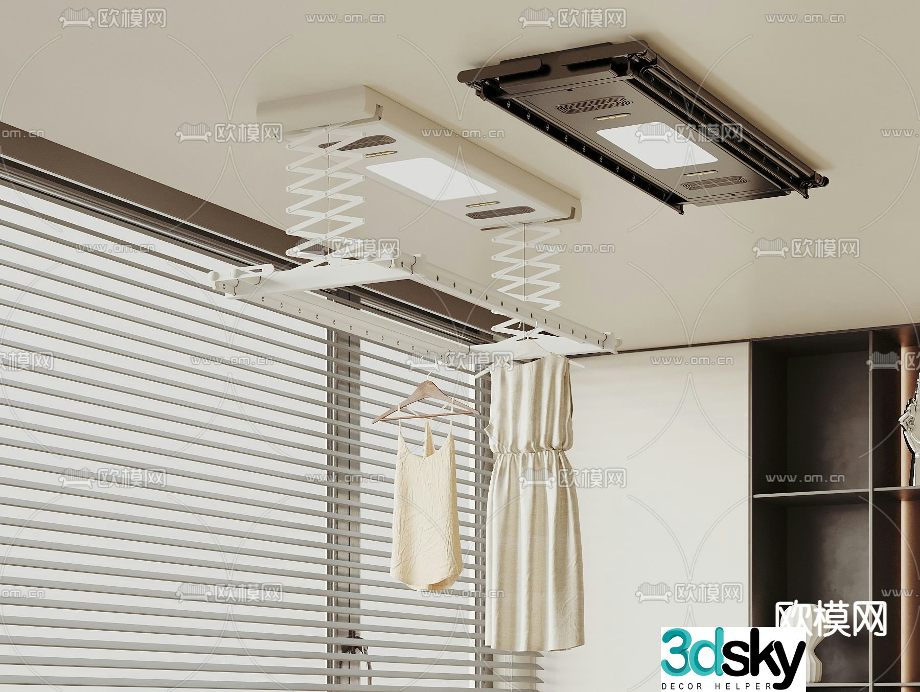 Electric clothes drying rack lifting clothes drying rack 3d model