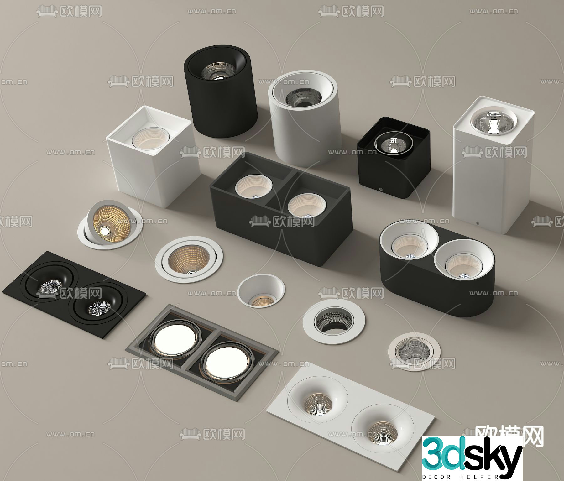 Downlight Spotlight Bull’s Eye Lamp Long Downlight 3d model