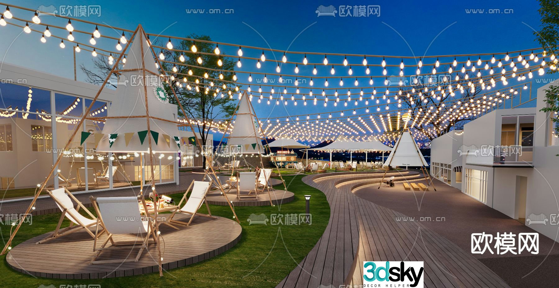 Park Plaza Camping Tables and Chairs Tent 3D Model