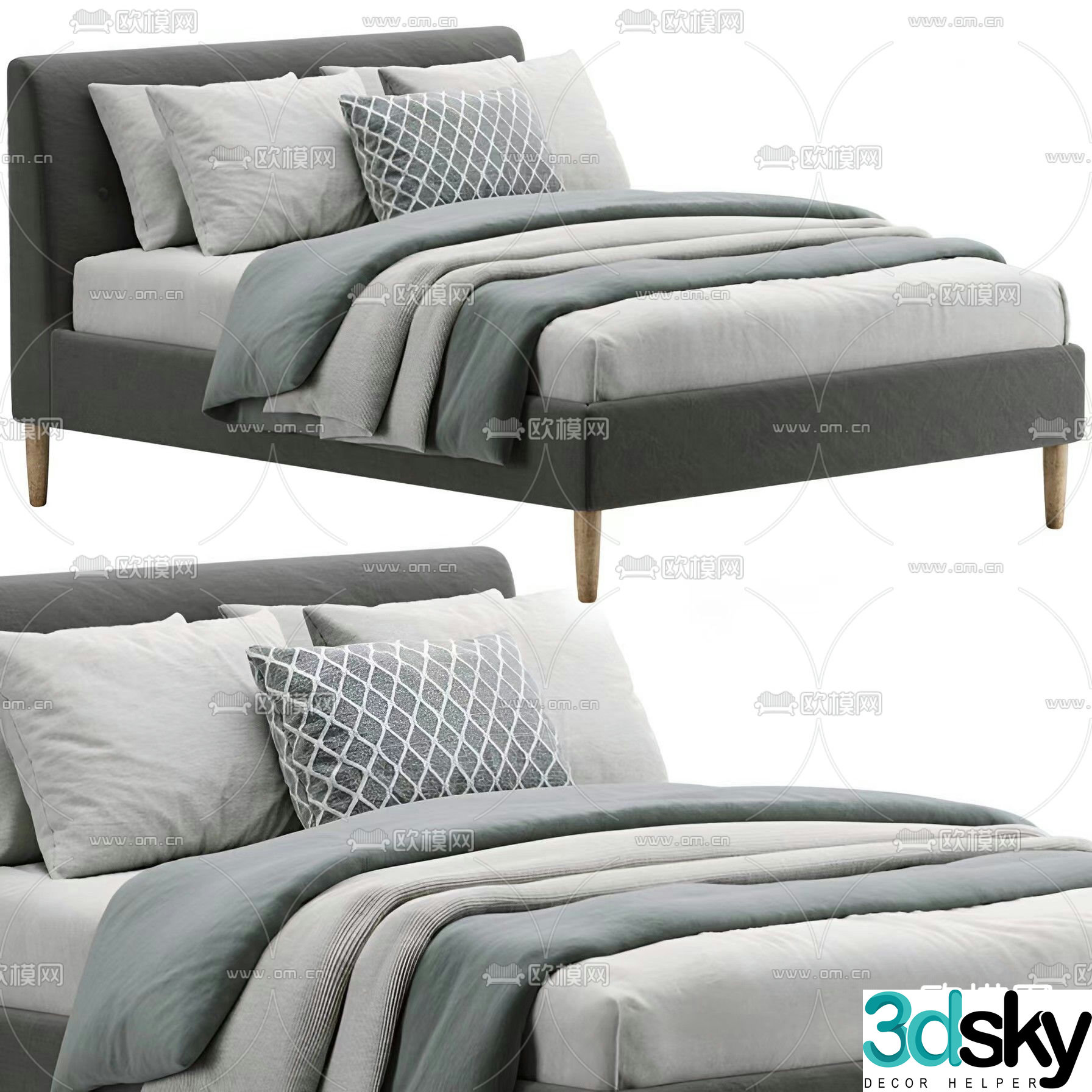Nordic double bed 3d model