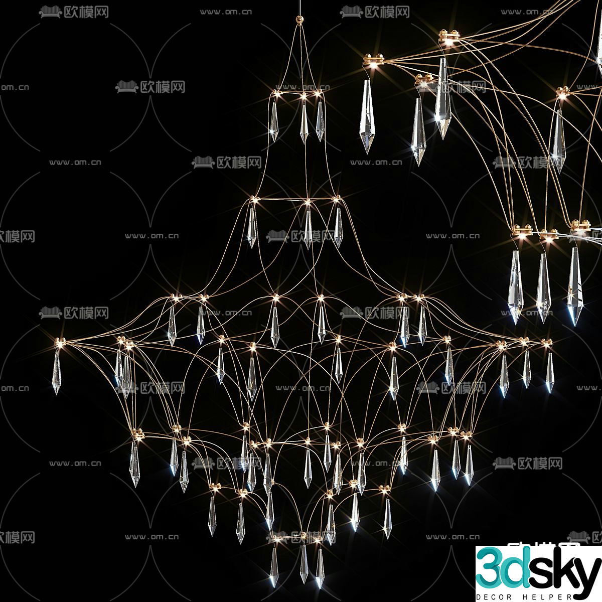 Crystal chandelier lobby chandelier 3d model