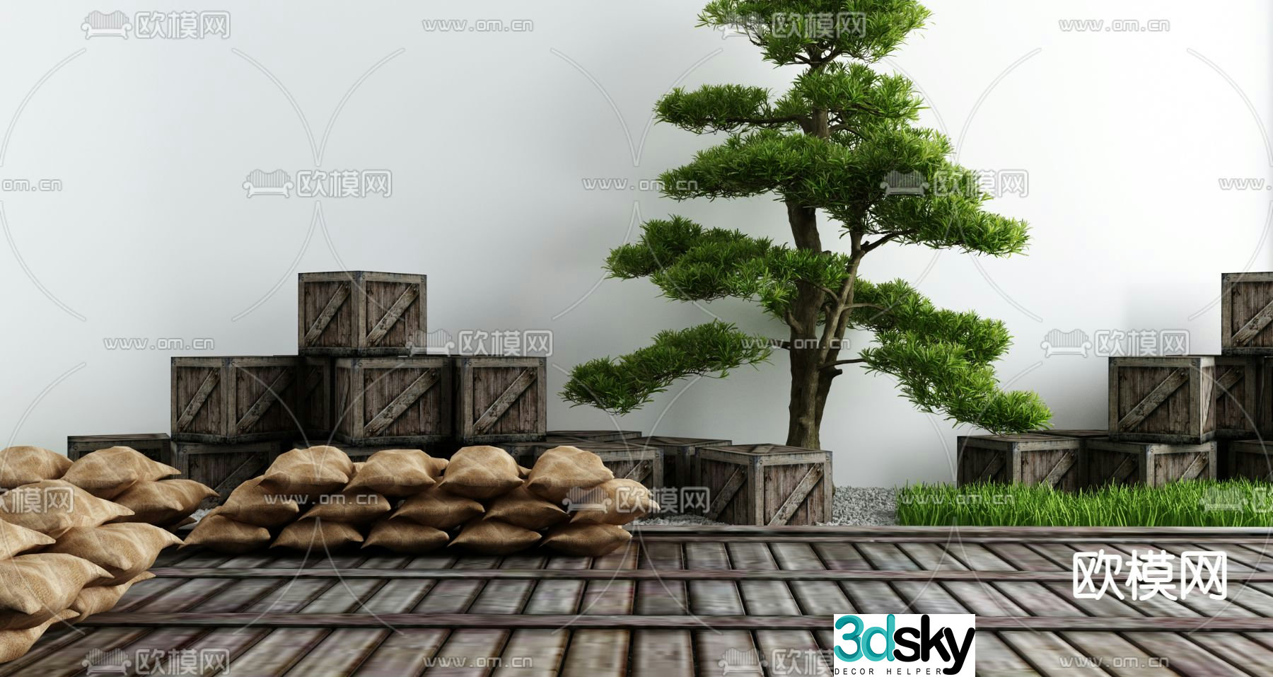 Courtyard landscape sketch 3D model