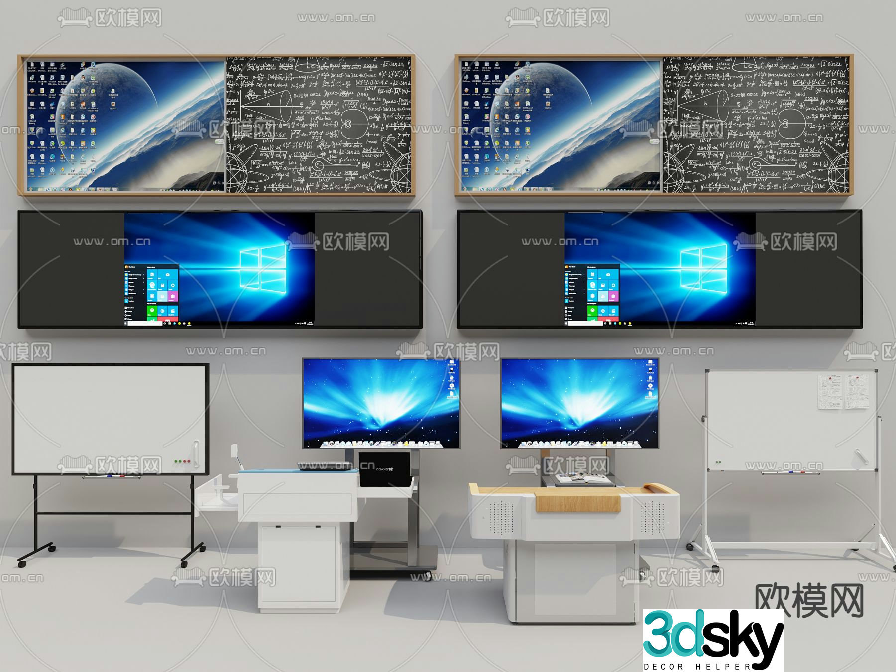 blackboard lectern whiteboard smart screen 3d model