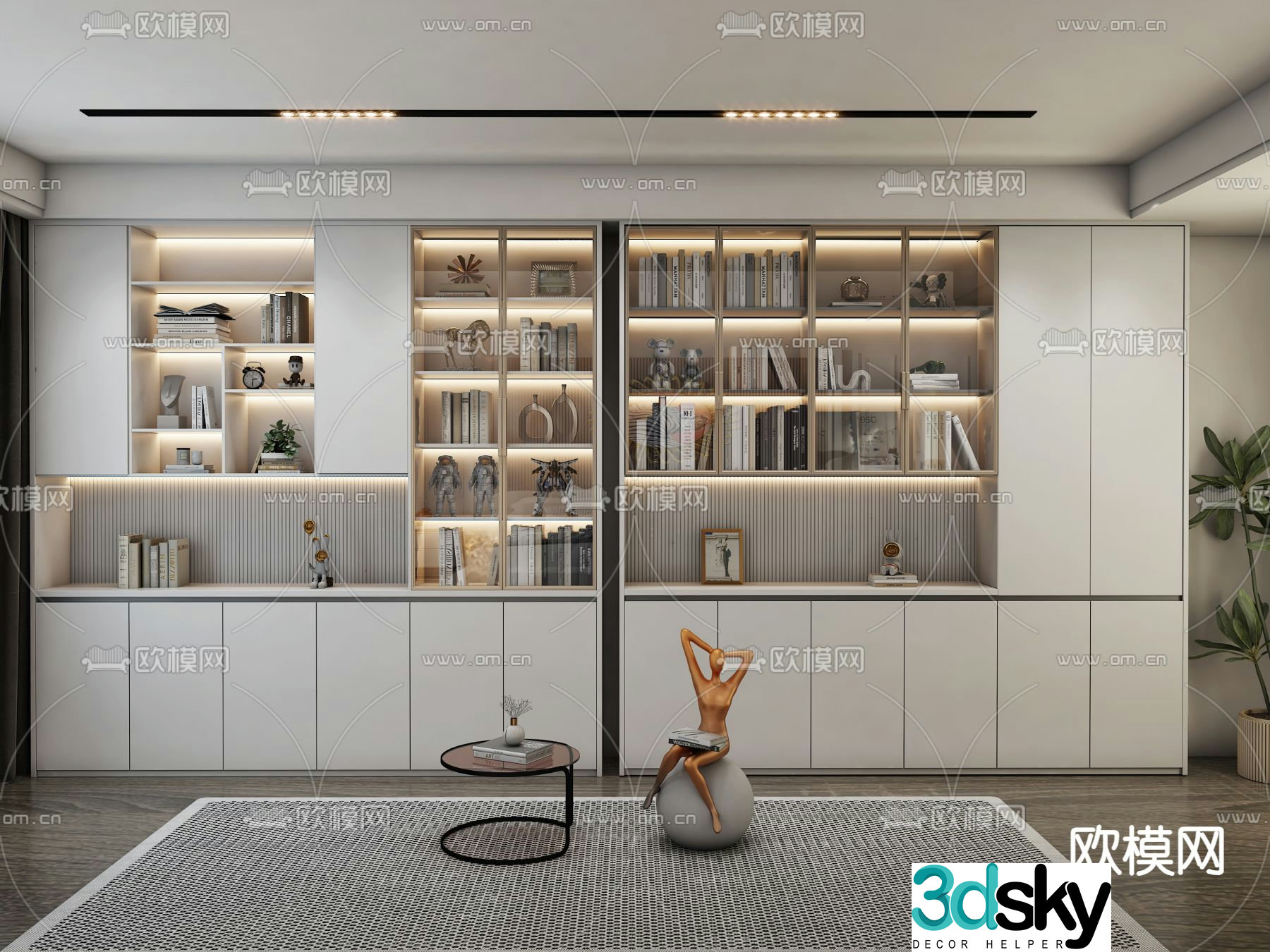 Modern bookcase display cabinet 3d model