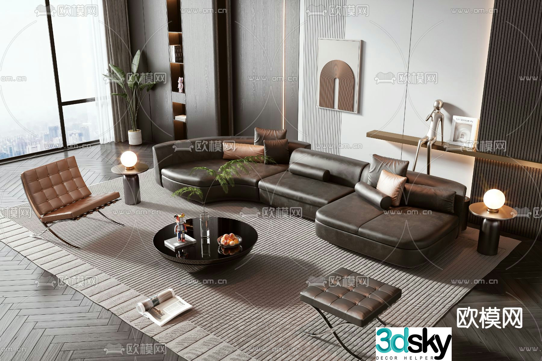 Leather sofa modular sofa special shaped sofa 3d model
