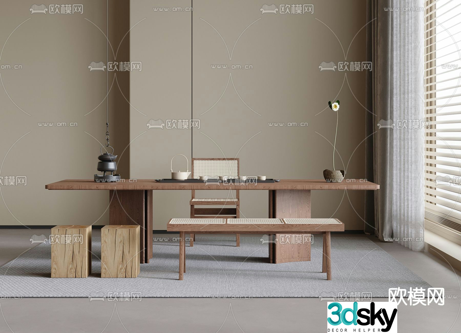Wabi-sabi style tea table 3d model