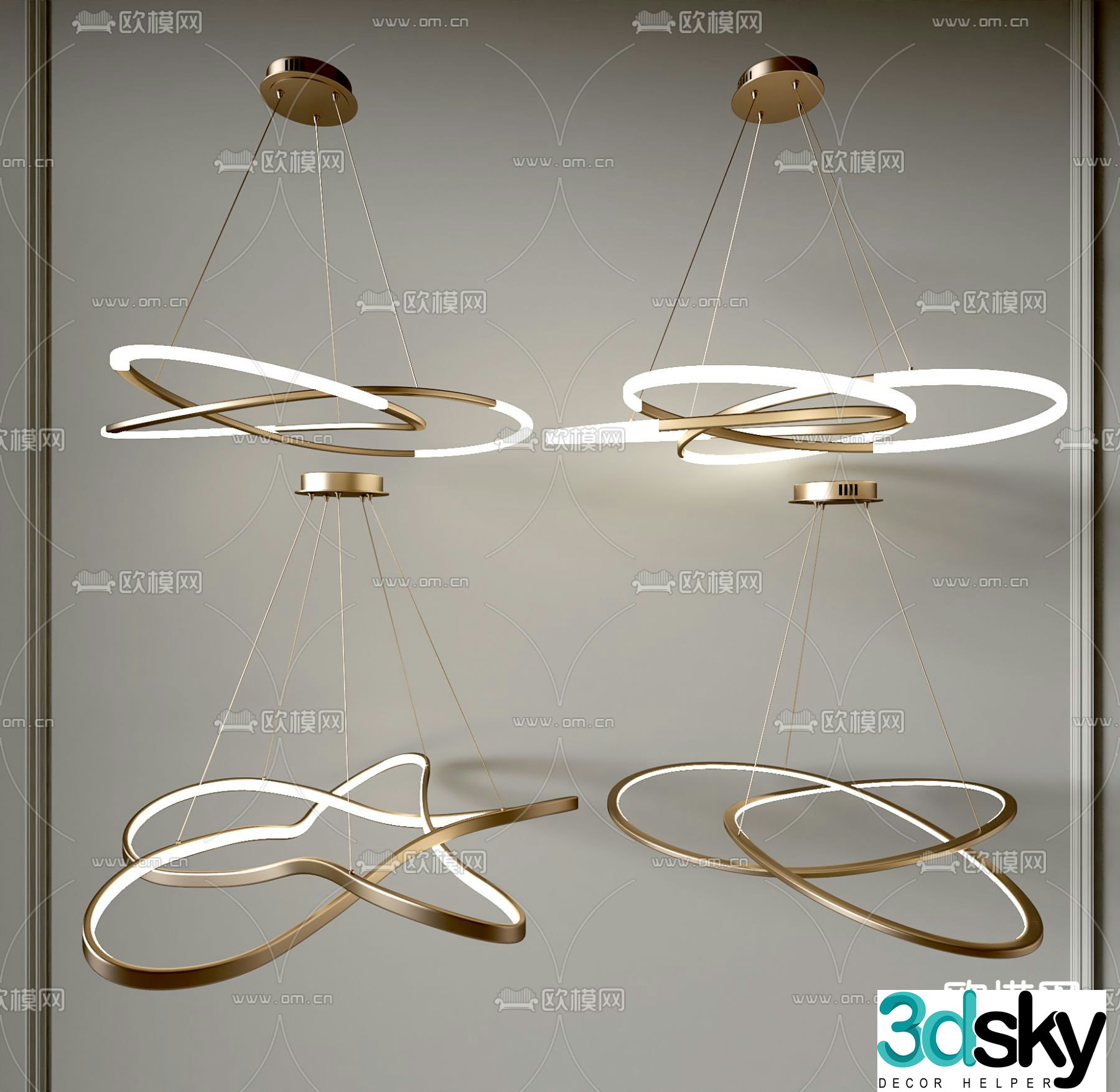 Light luxury chandeliers hall chandeliers 3D model
