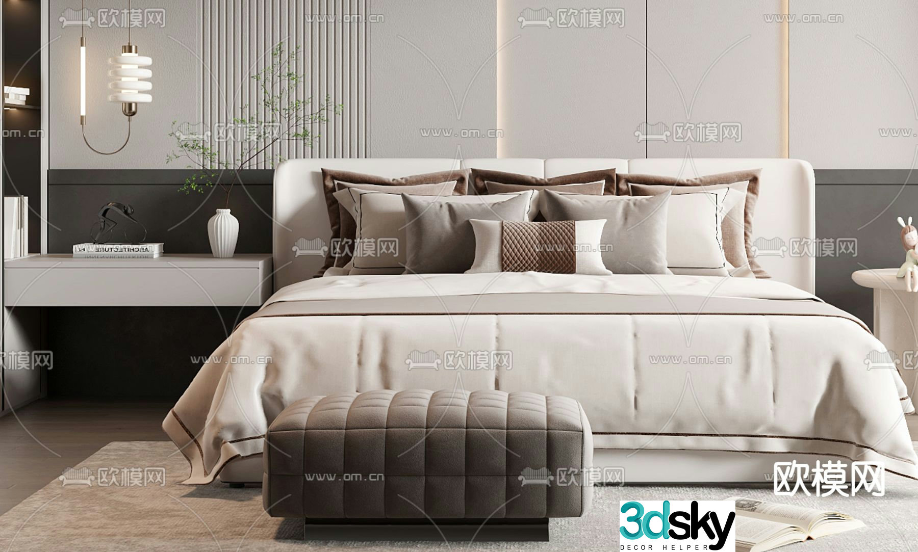 Modern double bed 3d model