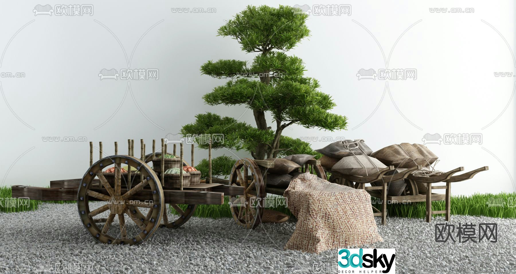 Courtyard landscape sketch 3D model