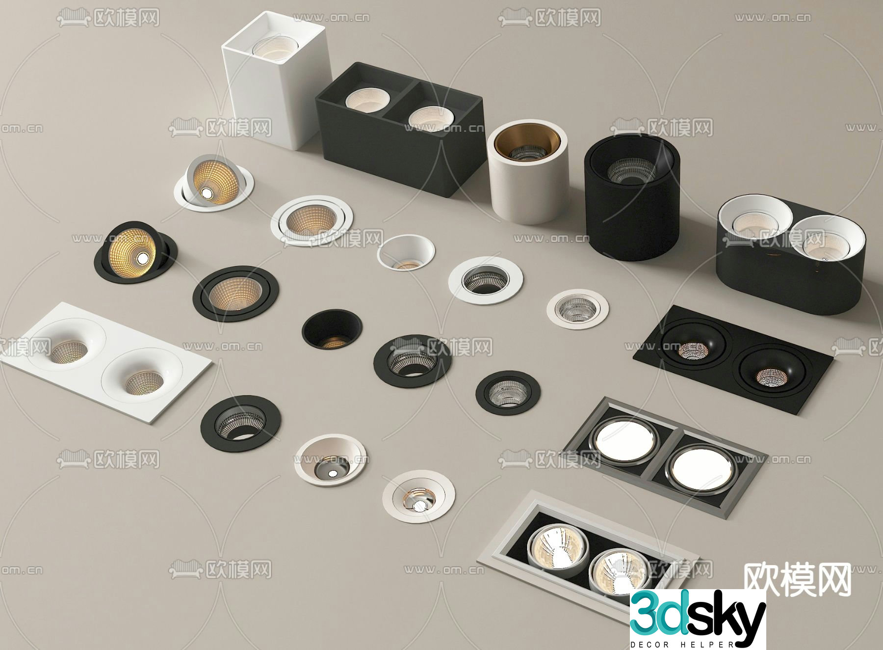 Downlight Spotlight Bull’s Eye Lamp Long Downlight 3d model