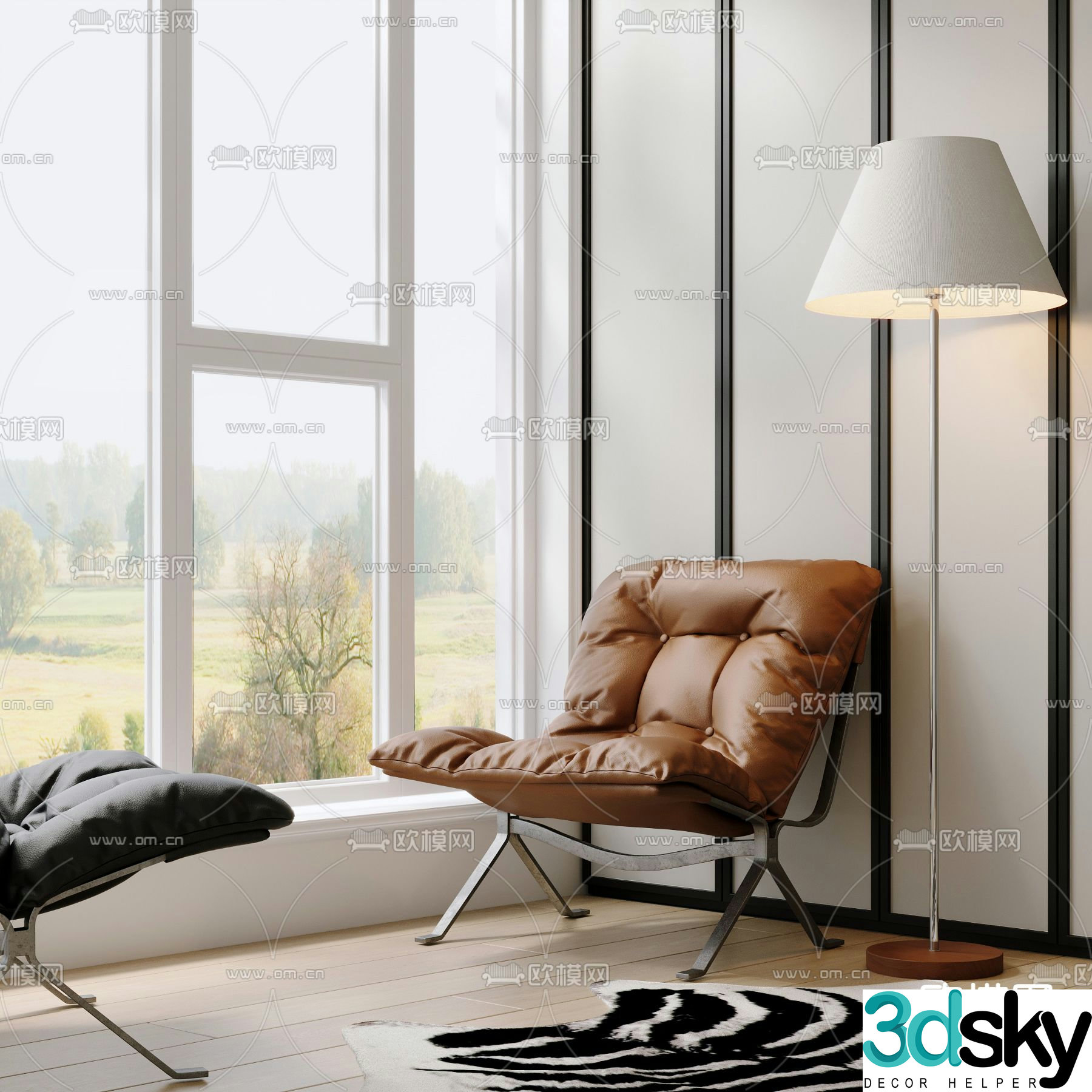 Leather chair lounge chair 3d model